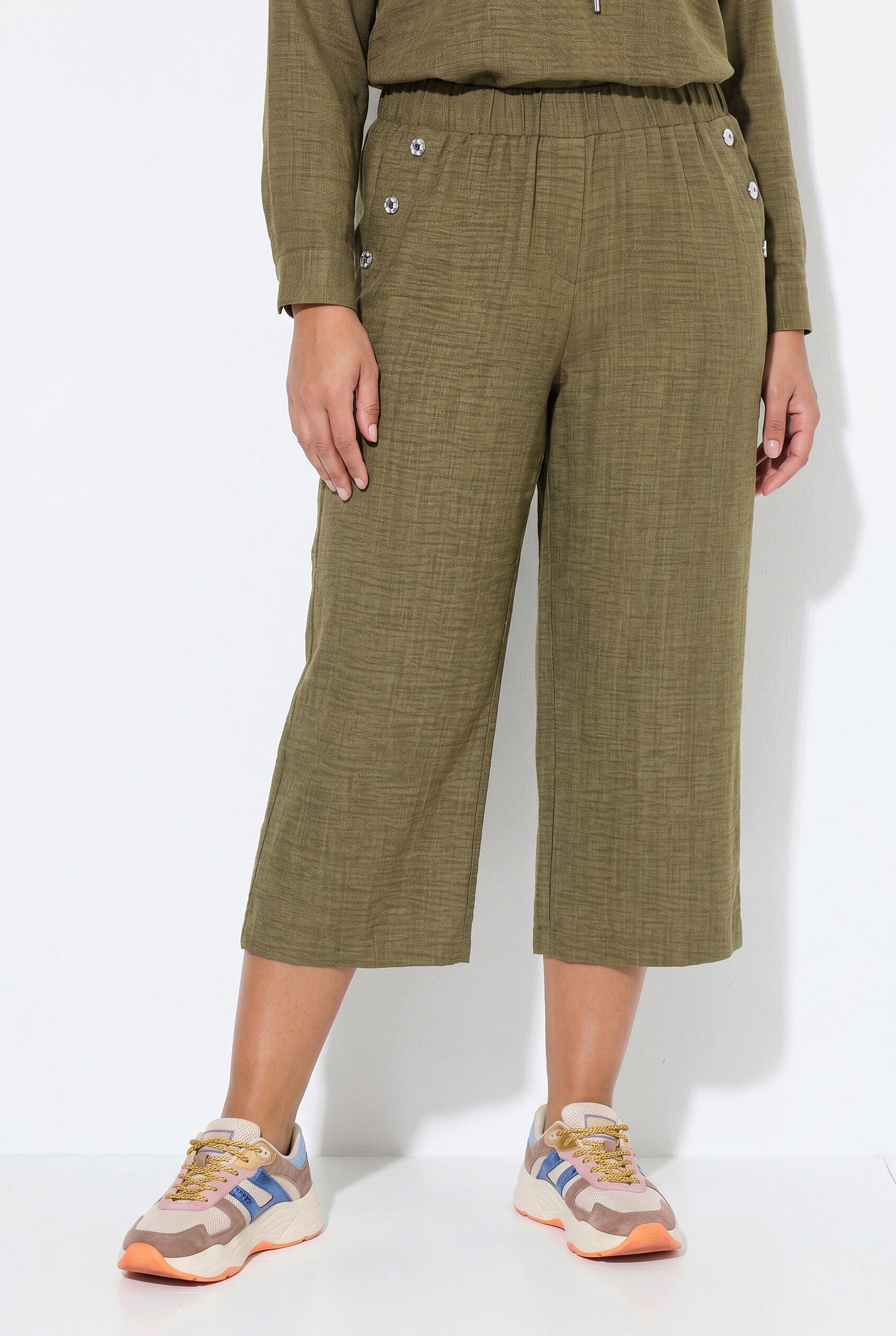 MIAMODA Culotte Hose weites Bein Twill Elastikbund Ziertaschen