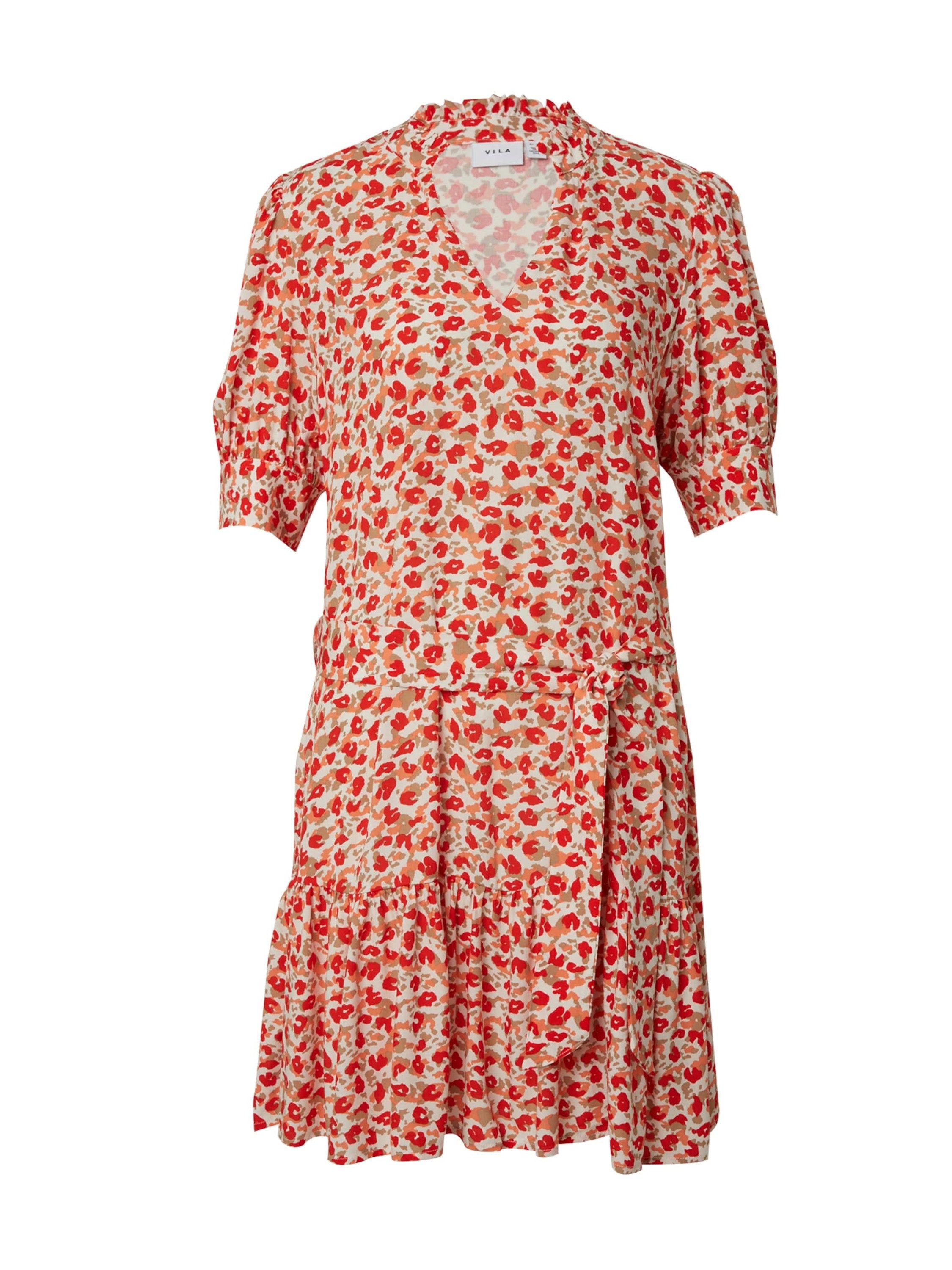 Vila Midikleid Pova Val (1-tlg) Rüschen