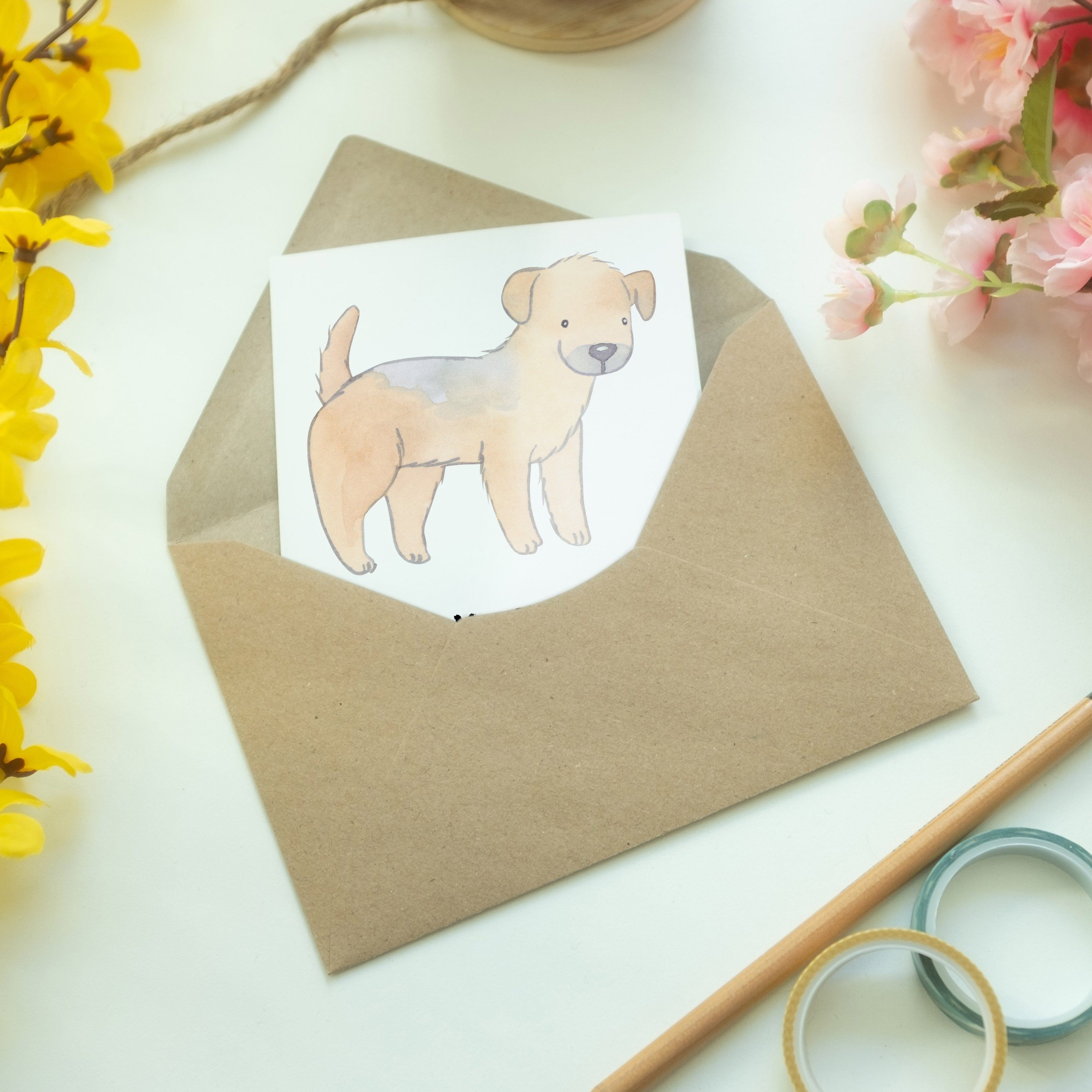 Hochzeitskarte, Mrs. Lebensretter Grußkarte Panda & Schenk Terrier - Geschenk, - Border Mr. Weiß