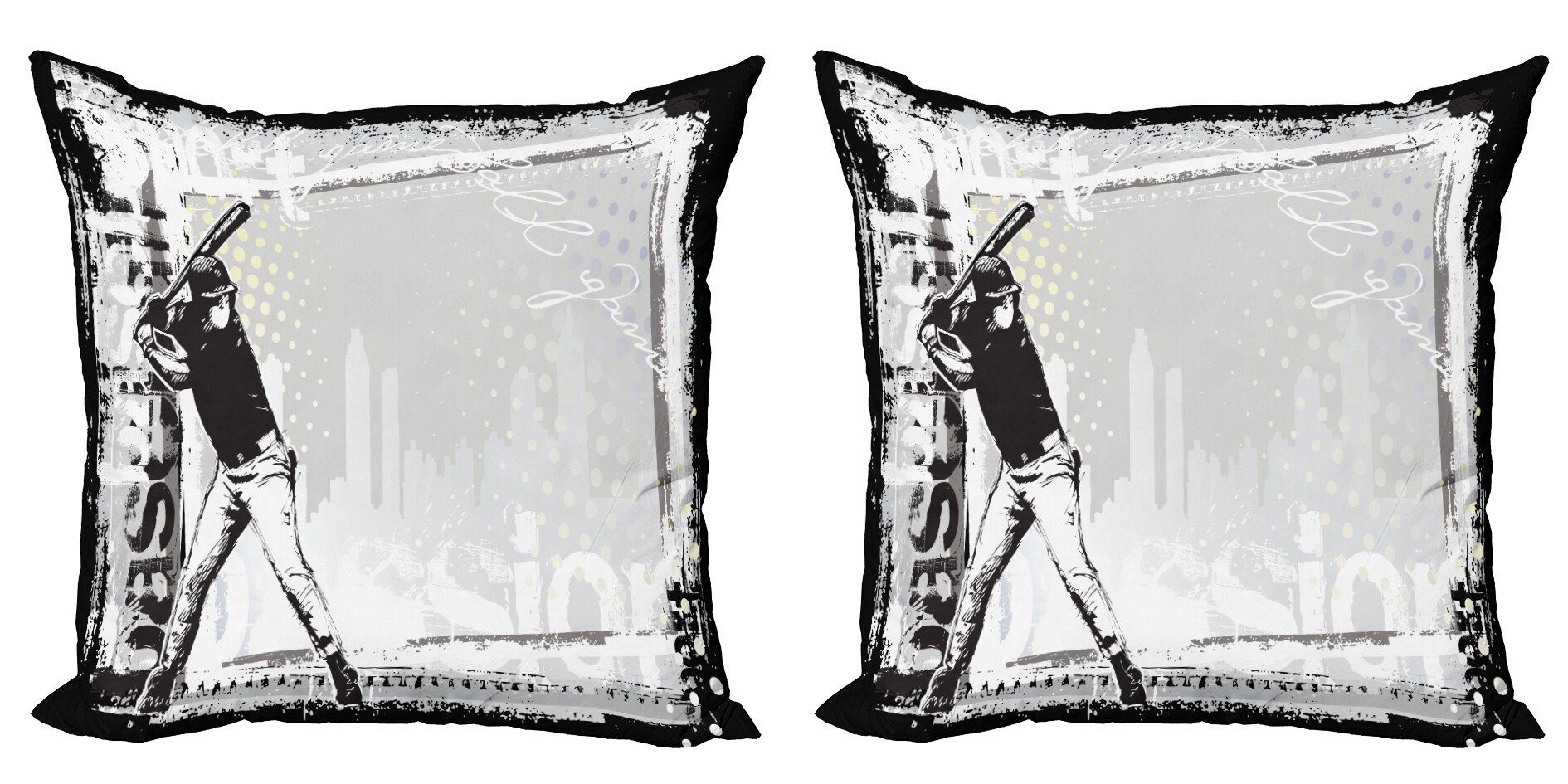 Kissenbezüge Modern Accent (2 Schwarz-Weiss Skizze-Kunst Abakuhaus Stück), Digitaldruck, Doppelseitiger Baseball