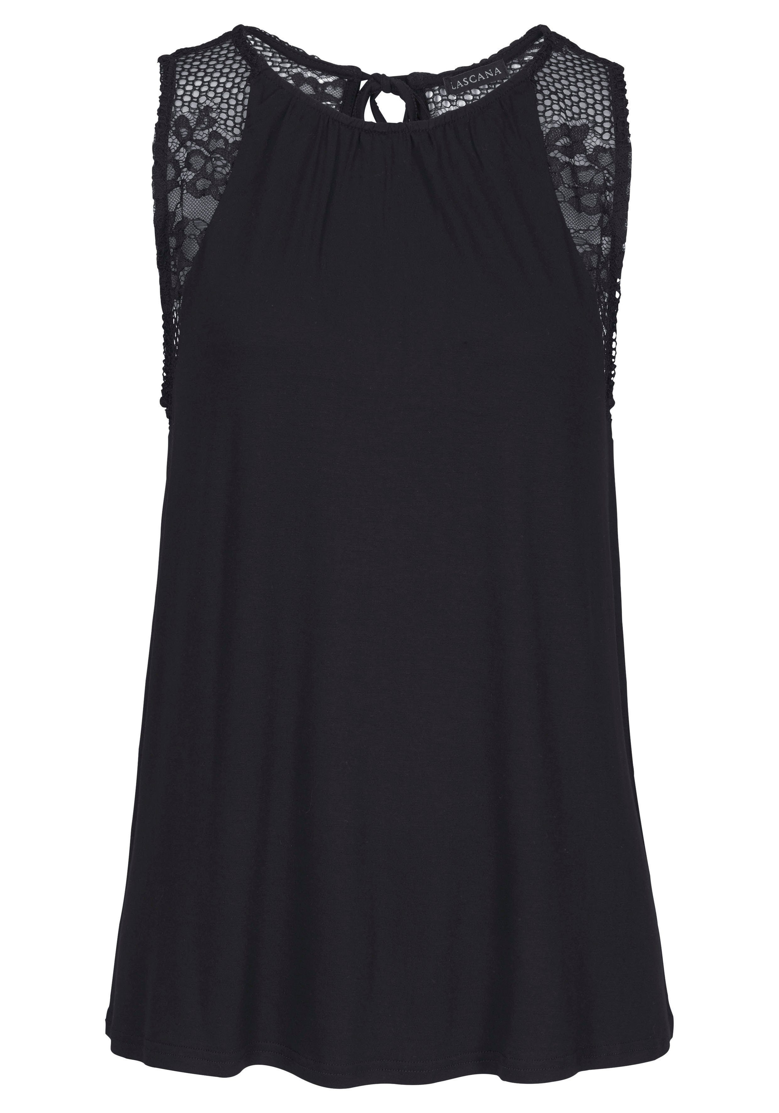 LASCANA Strandtop mit Spitzeneinsätzen, Damentop mit Bindeband, Spitzentop günstig online kaufen