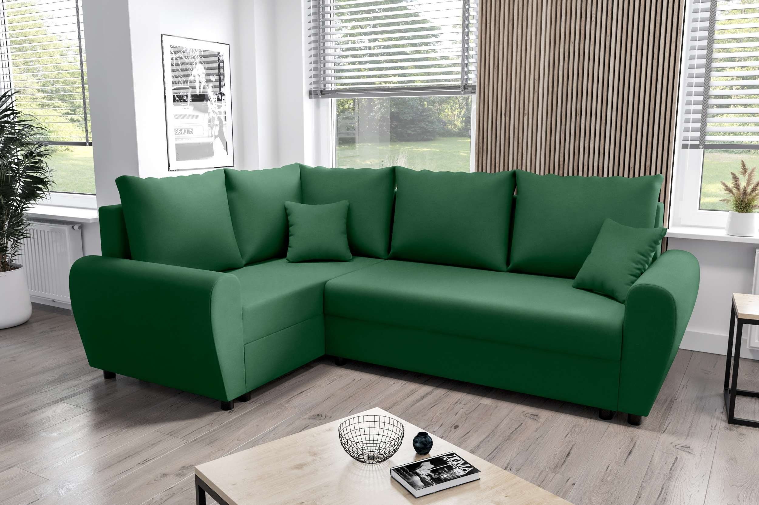 Stylefy Ecksofa Valence, L-Form, Eckcouch, Sofa, Sitzkomfort, mit Bettfunktion, mit Bettkasten, Modern Design