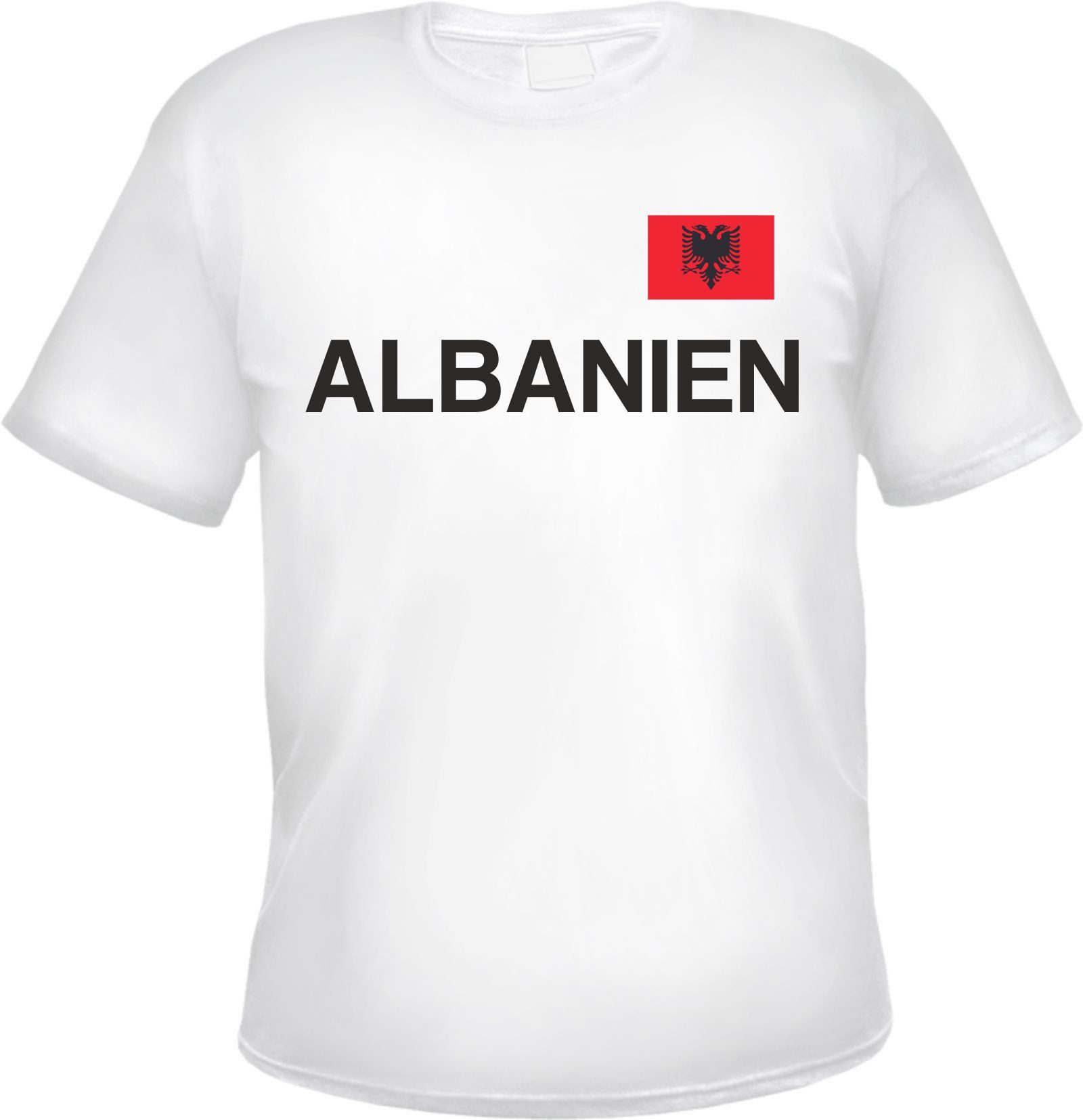 HB-Druck T-Shirt Albanien Herren T-Shirt - Blockschrift mit Flagge - Tee Shirt aus 100% Baumwolle mit strapazierfähigem Aufdruck