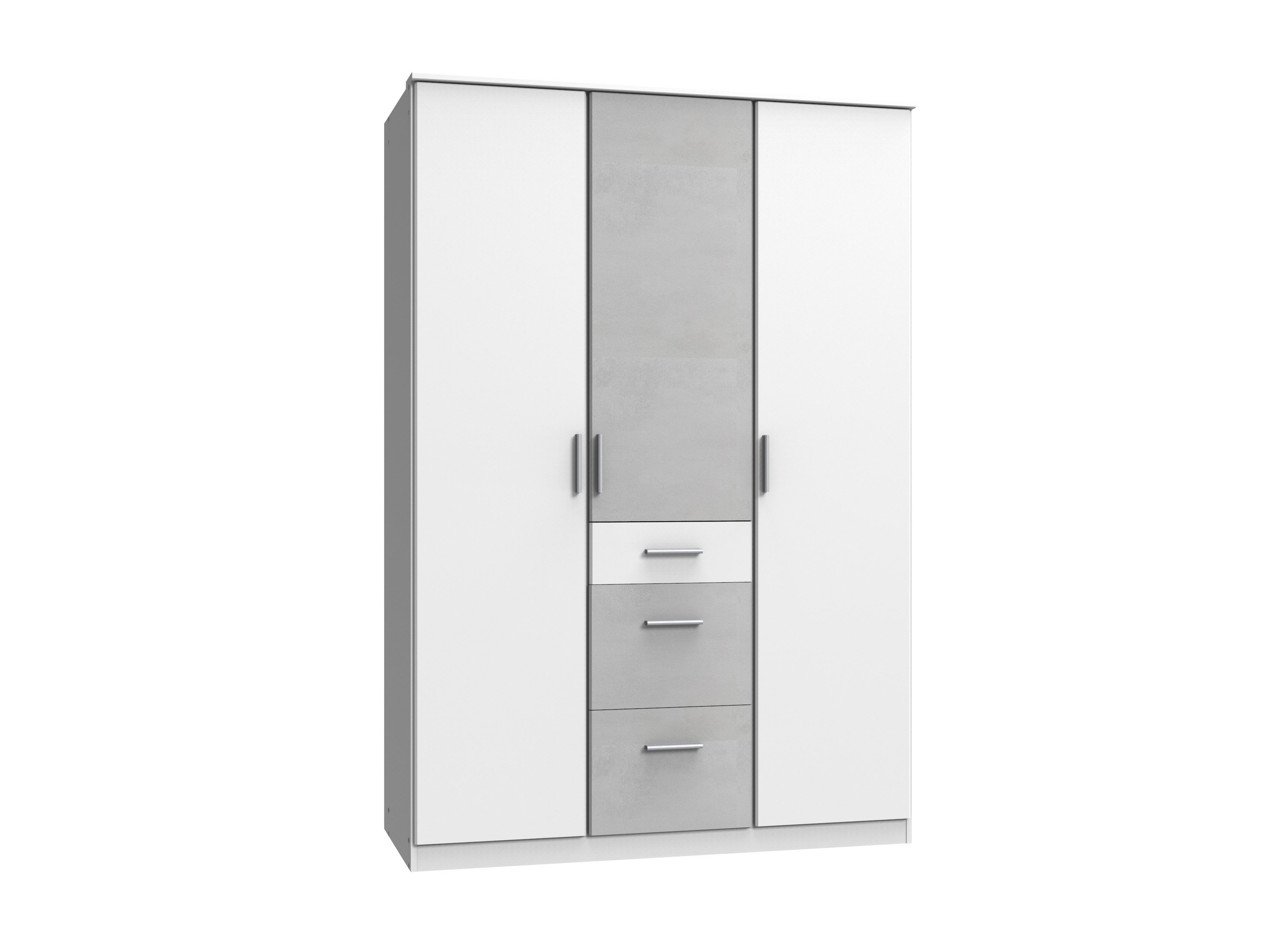 möbel-direkt.de Kleiderschrank Joker in Weiß mit Beton (komplett, 1-St., Drehtürenschrank, begehbarer Eckkleiderschrank) Made in Germany