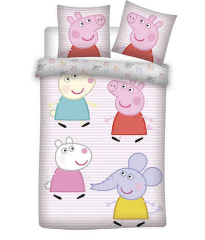 Kinderbettwäsche Peppa Pig Wutz - Постельное белье-Set mit Wendemotiv, 135x200 & 80x80, Peppa Pig, Baumwolle, 100% Baumwolle