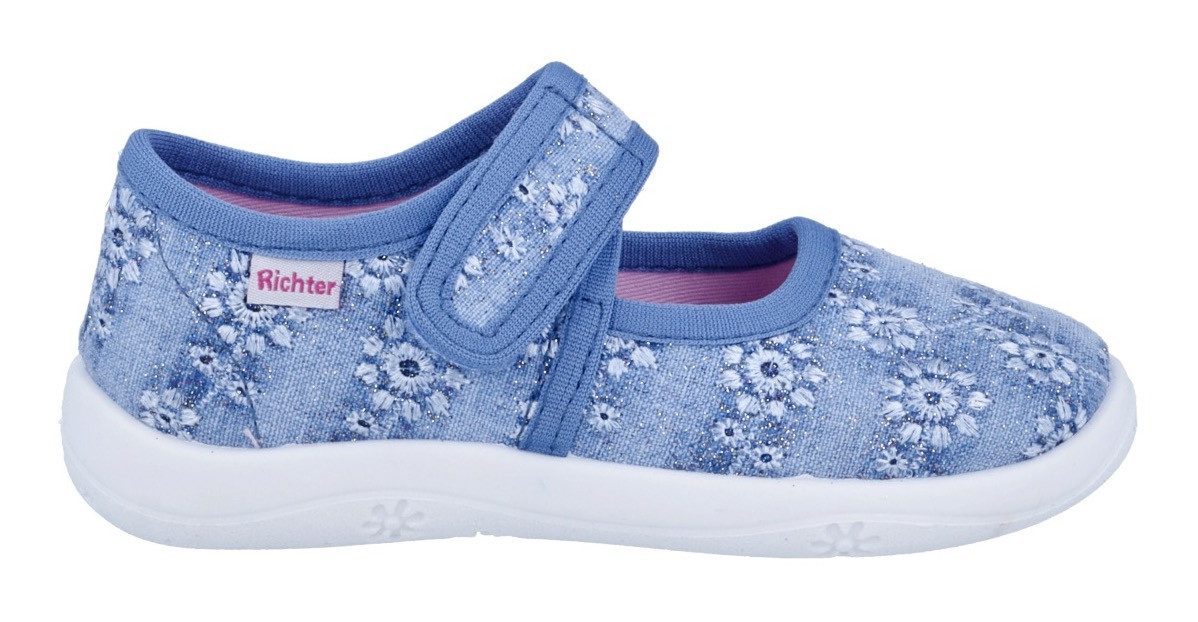 Richter Mia Hausschuh Klettschuh, Kindergartenschuh, mit Label, Größenschablone zum Download