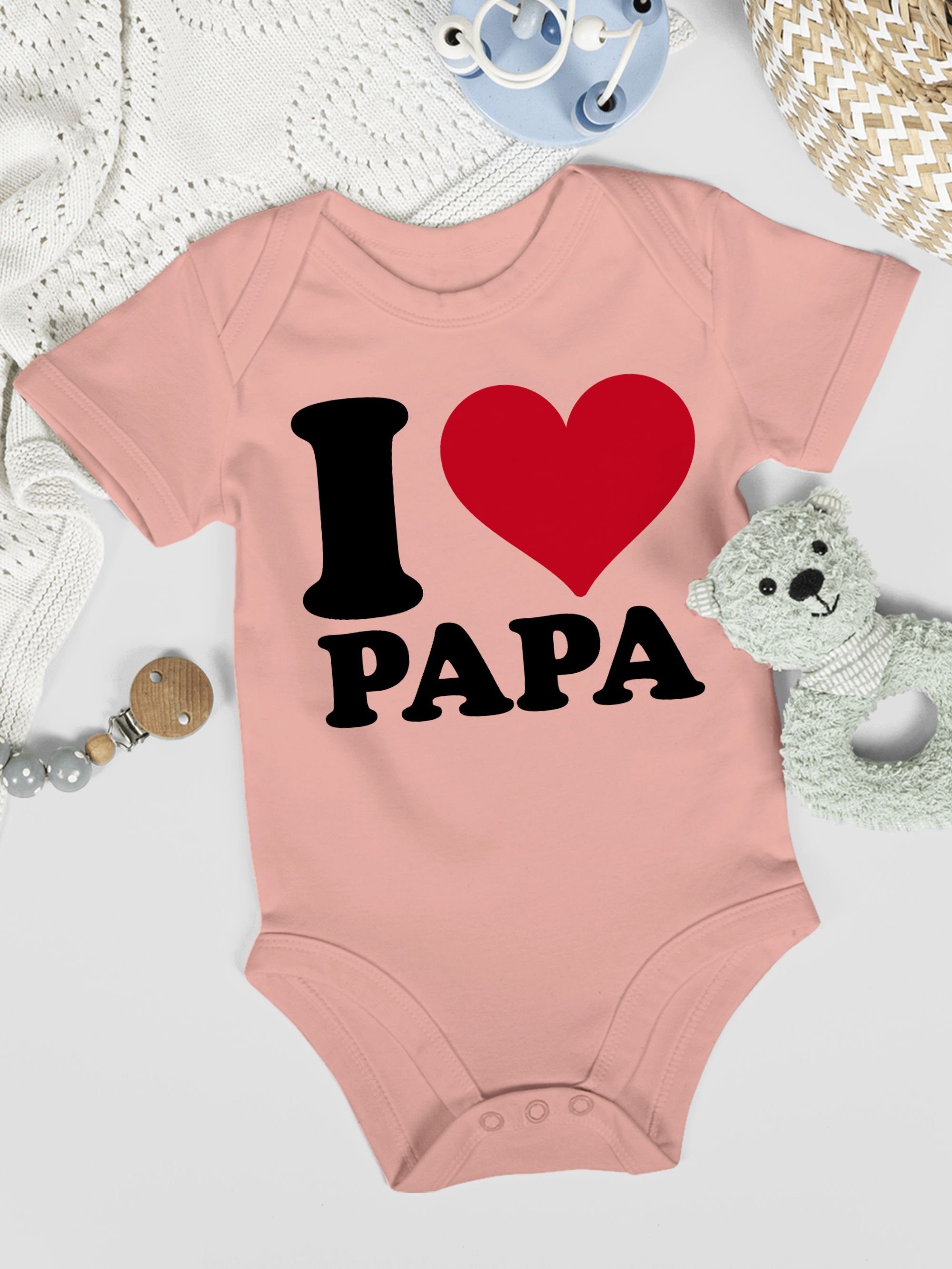 Papa 2 Vatertag Shirtracer Baby Shirtbody Geschenk Love Babyrosa I