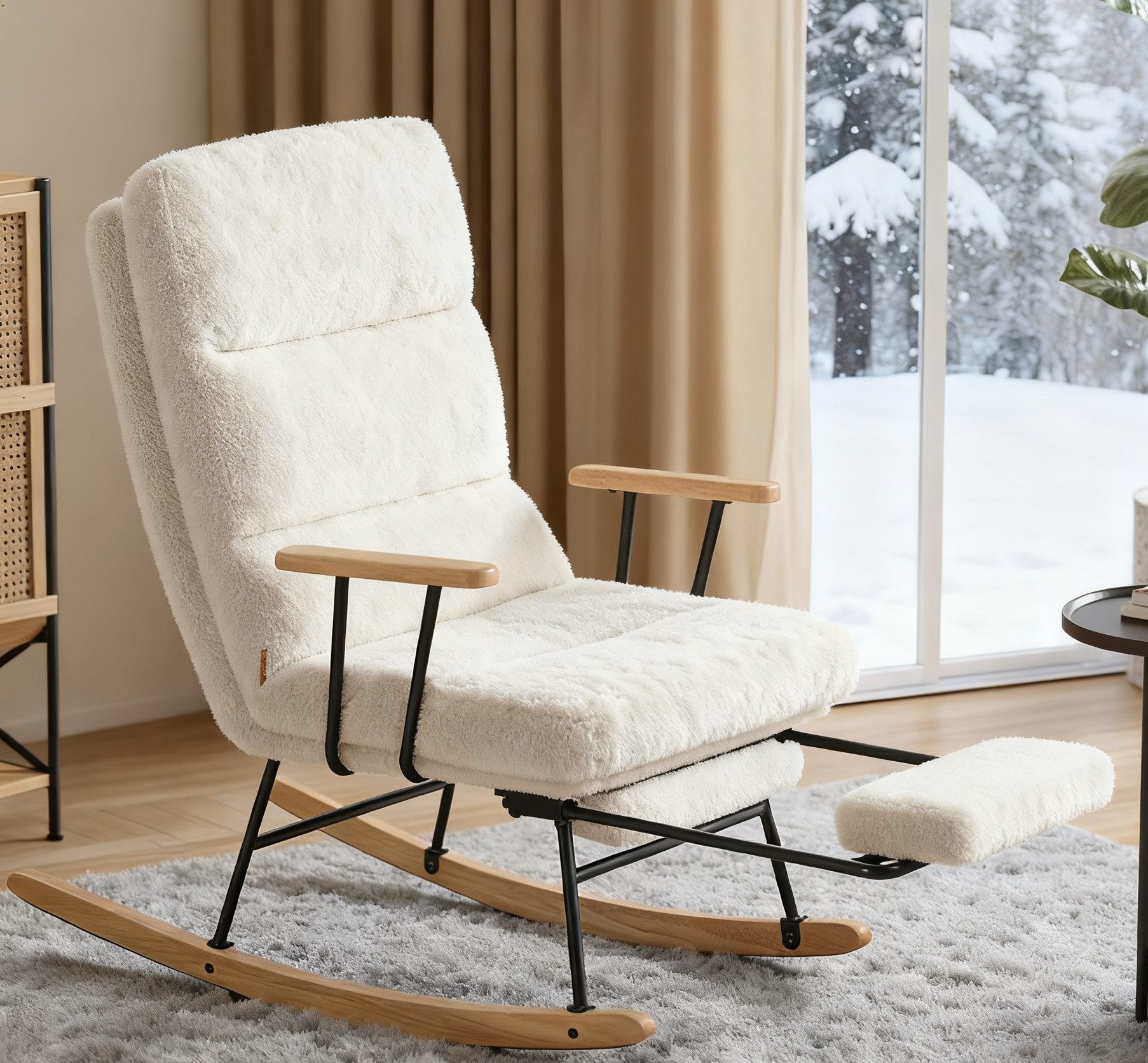 SONGMICS Schaukelsessel, Schaukelstuhl, mit Massivholzfüßen, Schaukelsessel günstig online kaufen