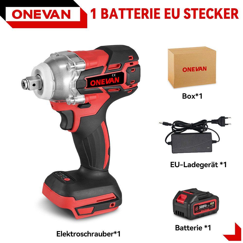ONEVAN Akku-Schlagschrauber 520 Nm Bürstenlos 1/2" günstig online kaufen