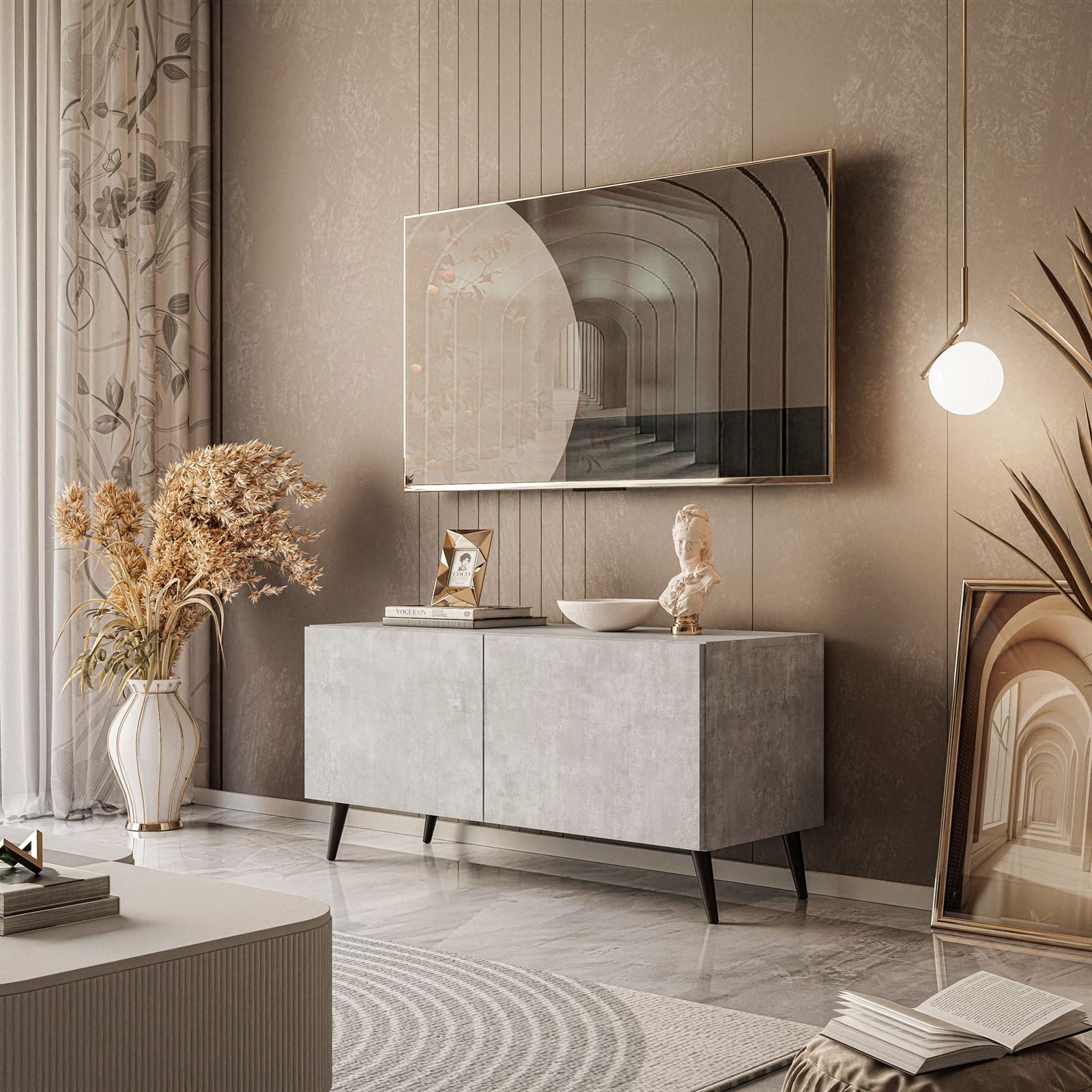 Lookway TV-Schrank COLGANTE 100 cm RTV Schrank auf Beinen Betonoptik günstig online kaufen