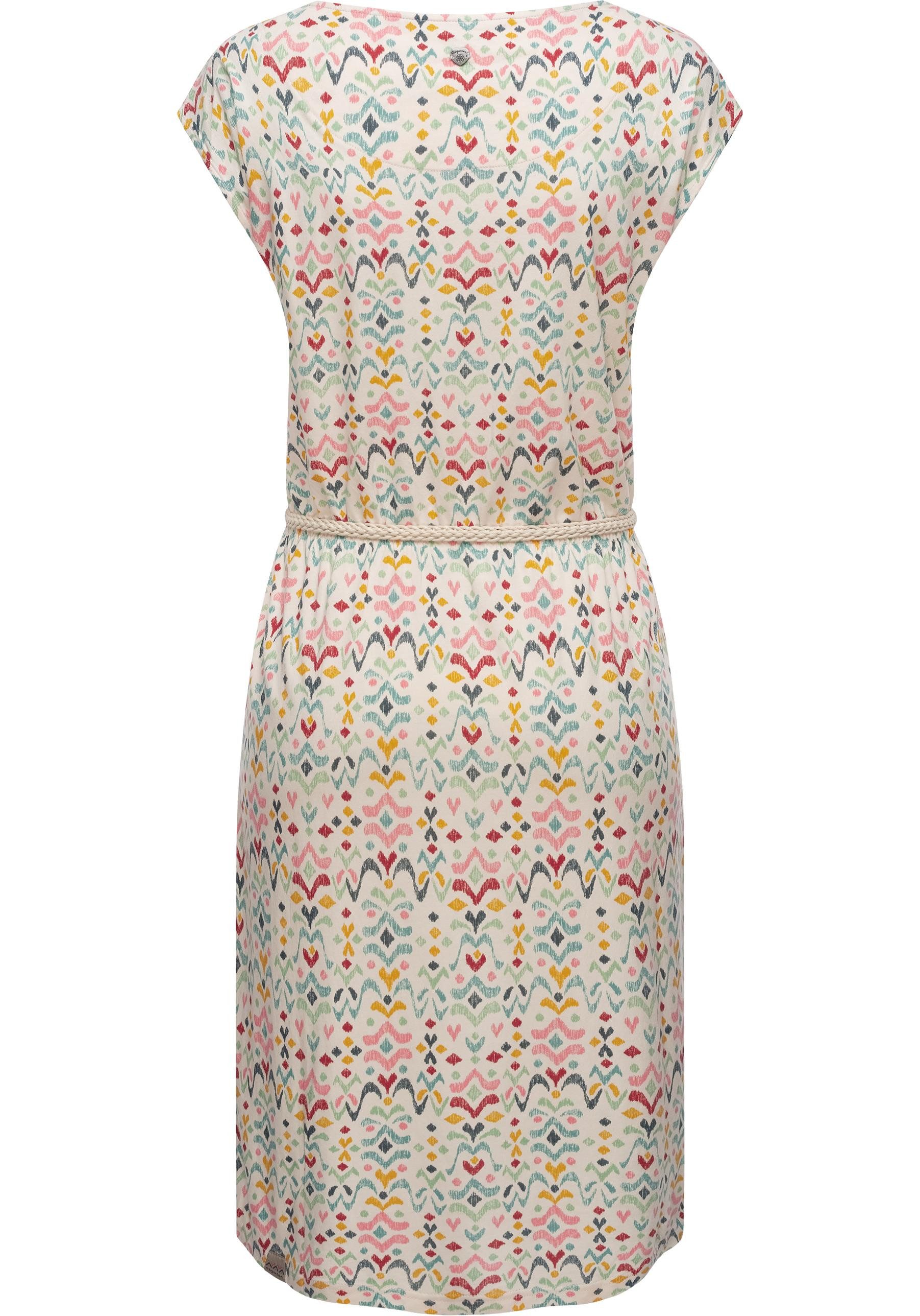 Ragwear Shirtkleid Lilithe Ikat stylisches Damen Sommerkleid mit Taillengürtel