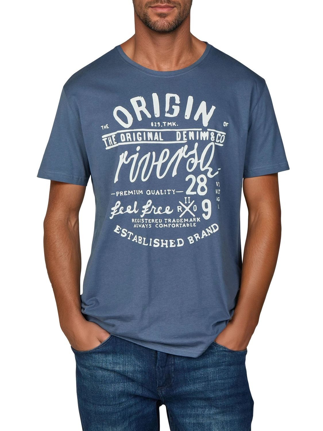 riverso T-Shirt Herren Printshirt RIVLeon Regular Fit (4-tlg) Kurzarm Tee Shirt mit Rundhalsausschnitt aus 100% Baumwolle