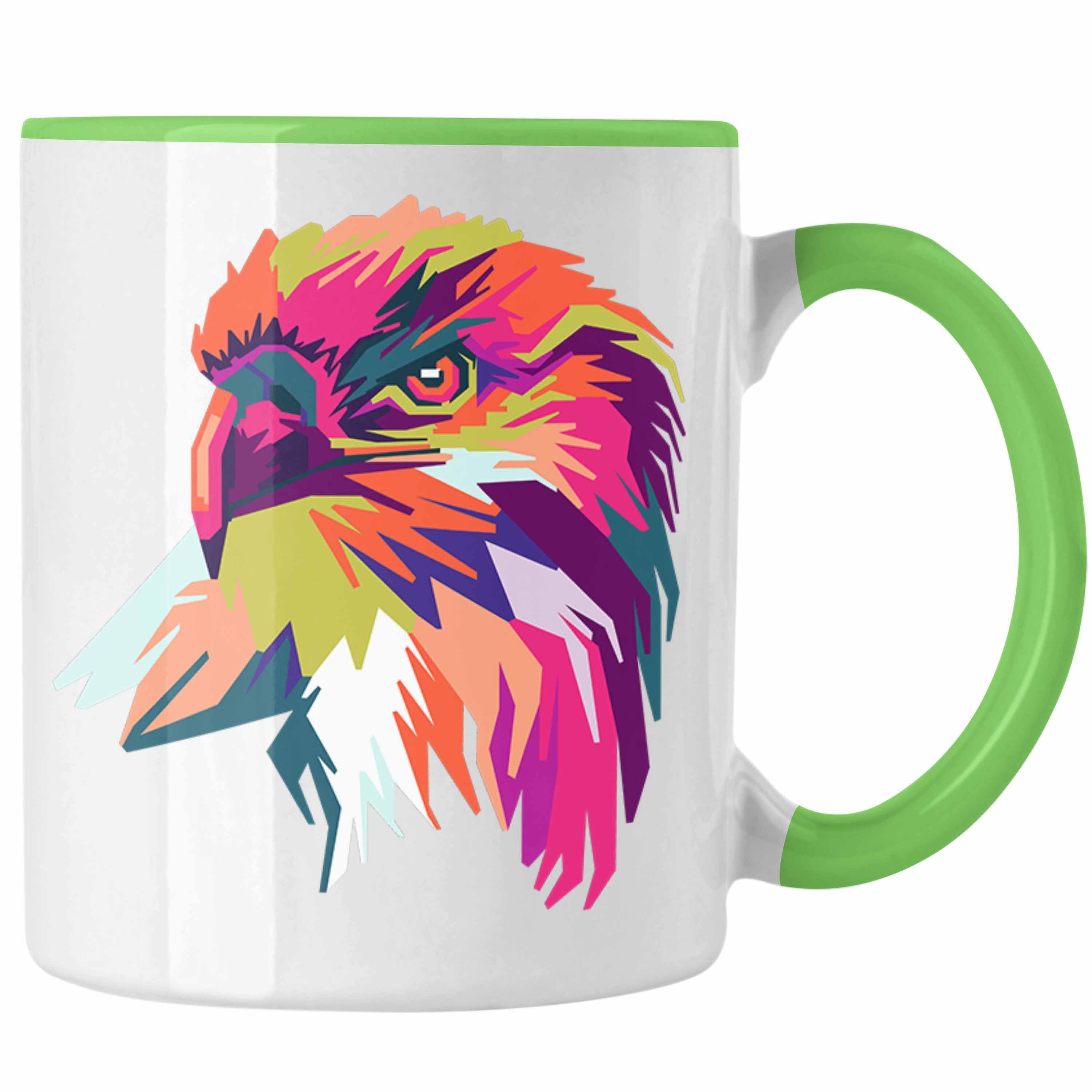 Trendation Kaffeetasse Tasse - Geschenk Adler Adler-Fans Tasse Trendation Grün Polygon
