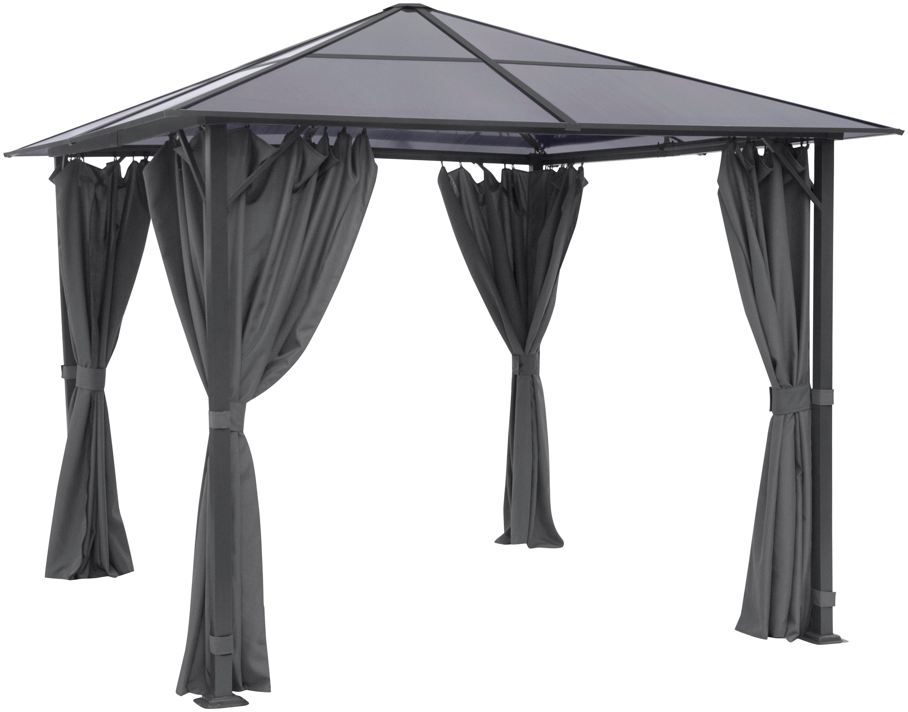 KONIFERA Pavillon Malaga, mit 4 Seitenteilen, BxT: 300x300 cm, Stahlgestell, Polycarbonat-Dachplatten