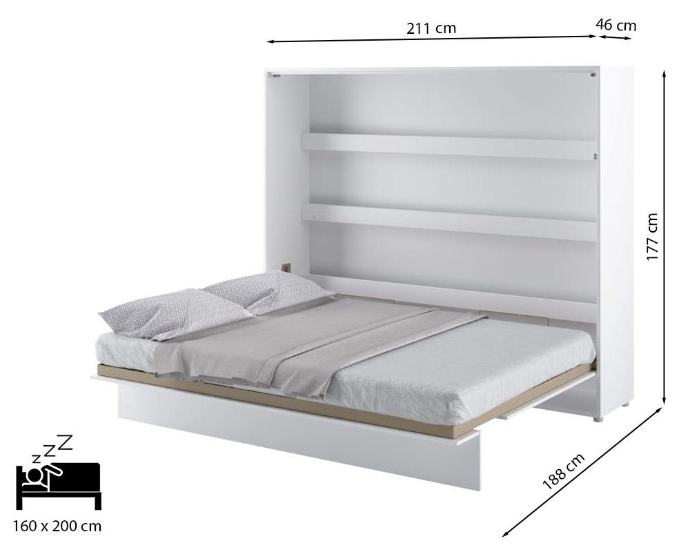 Compleo Schrankbett Horizontal Wandklappbett Lenart Bed Concept Schrankklappbett (mit LED) – Bild 5 von 5