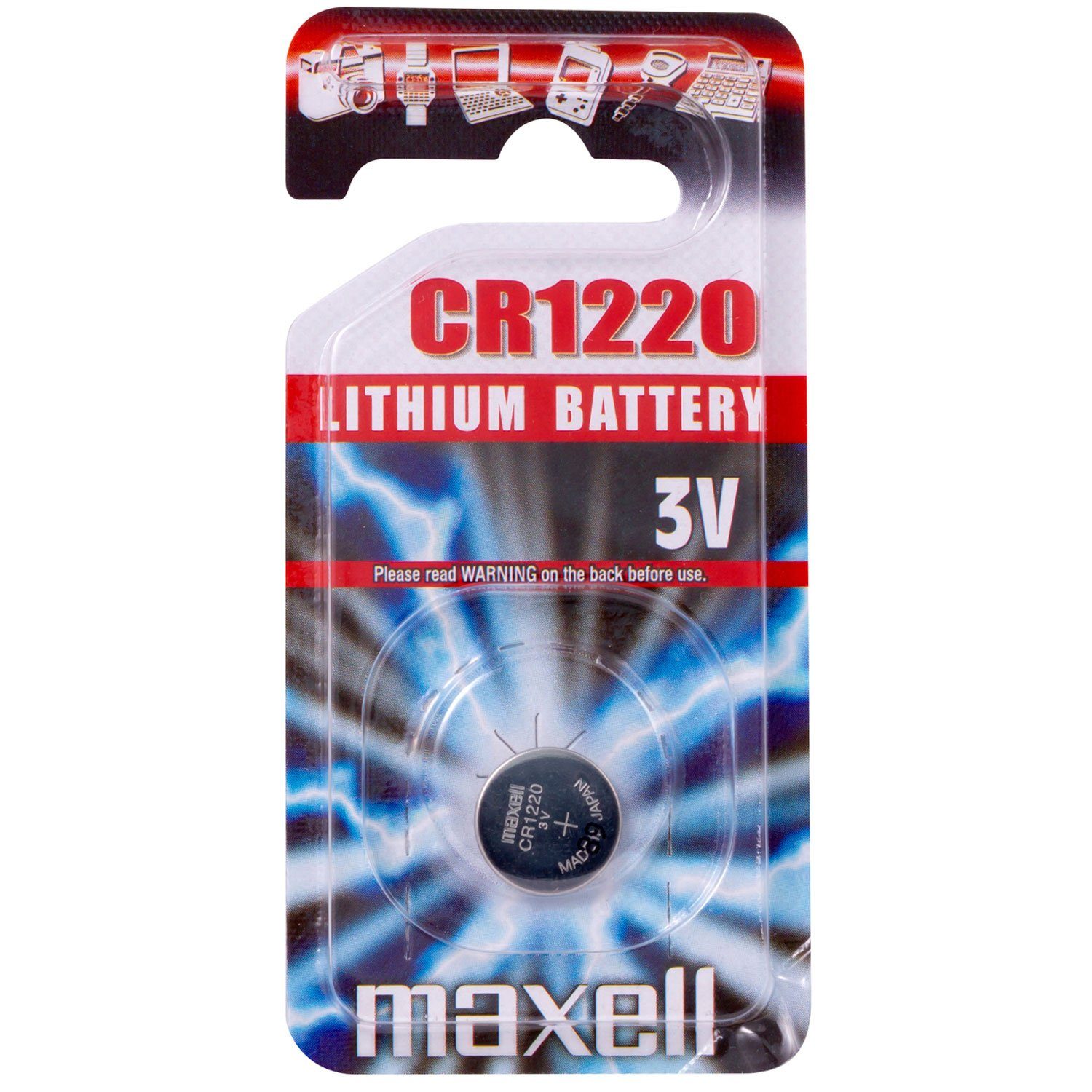 3,0Volt Knopfzelle Volt (3 Batterie, MAXELL Maxell 36mAh Lithium CR1220 V)