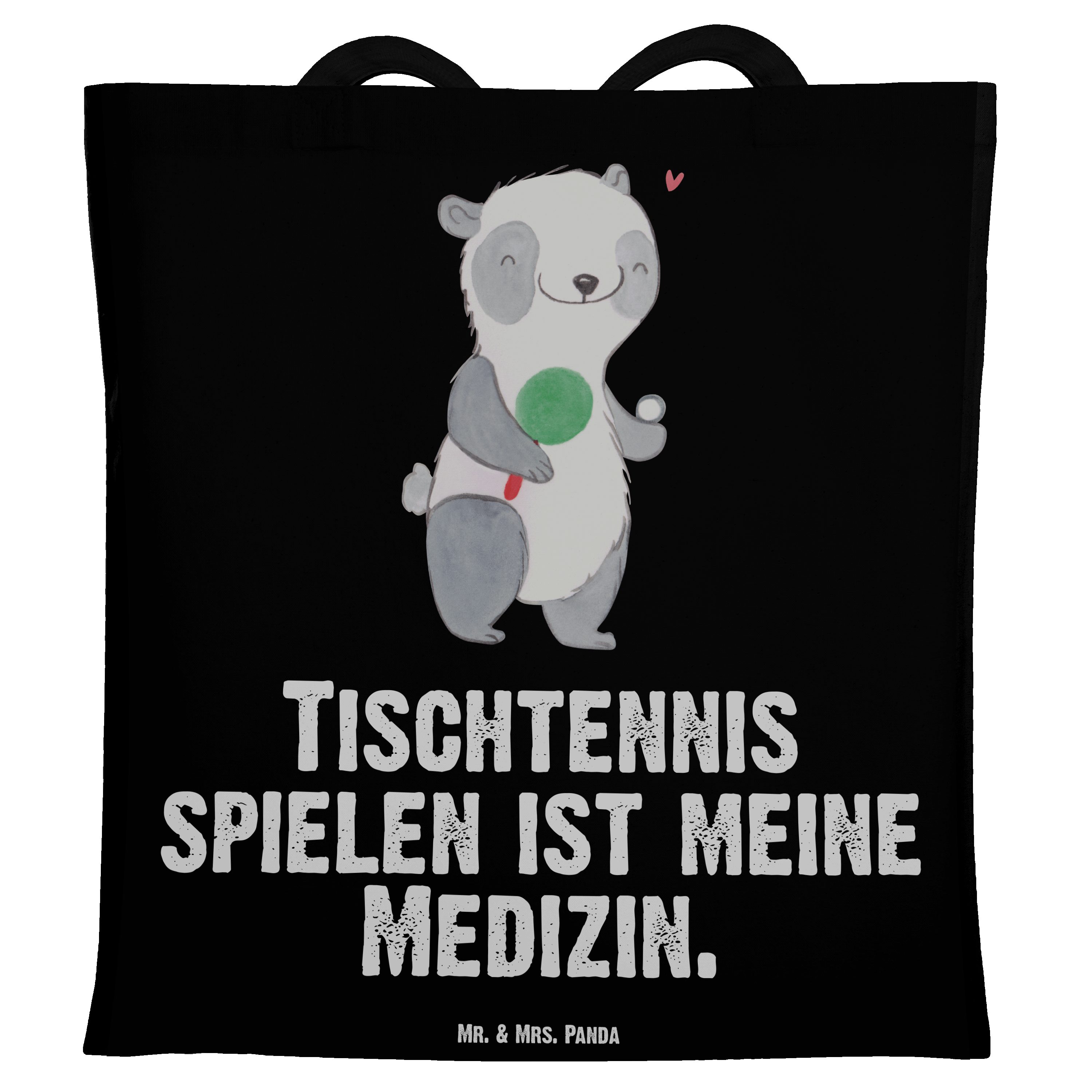 Tischtennis Mr. Panda - Tragetasche Medizin - Mrs. Schwarz (1-tlg) Geschenk, & Hobby, Ve Tischtennis Panda