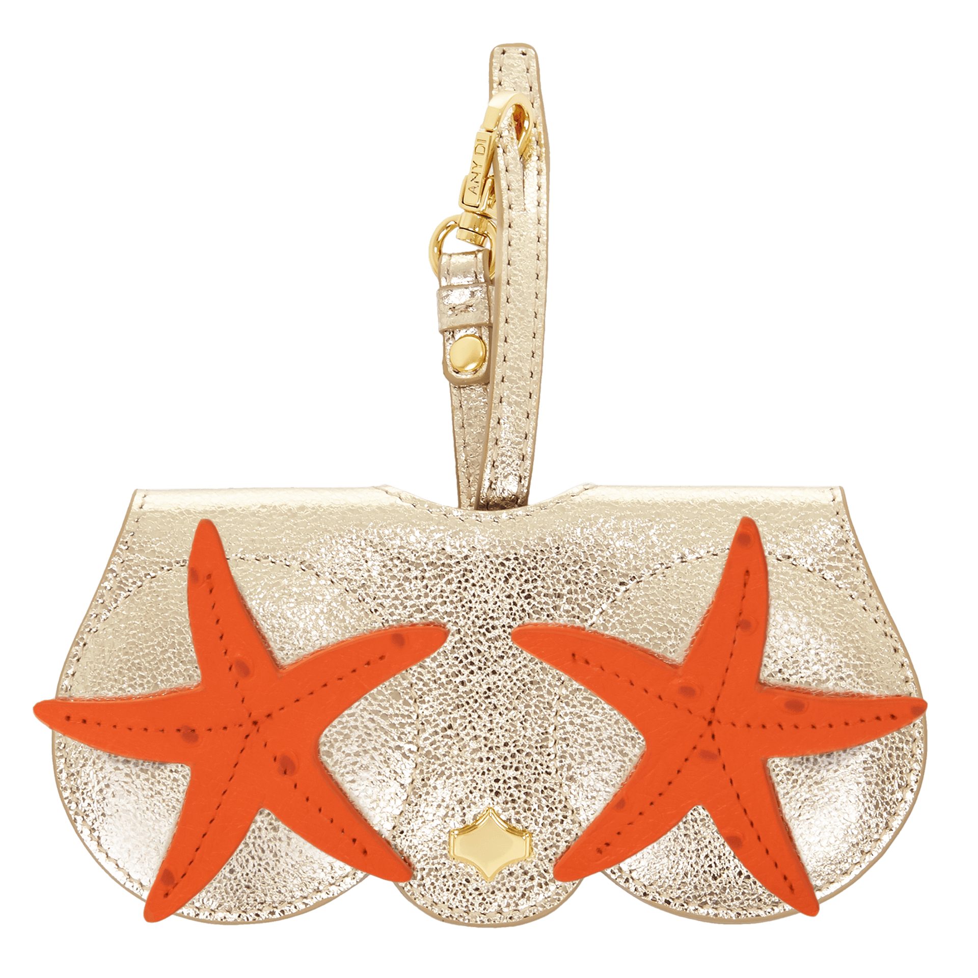 ANY DI Brillenetui ANY DI MUNICH Brillenetui SunCover Sea Star Gold-Orange, Band mit Karabiner, 24 Karat Vergoldung