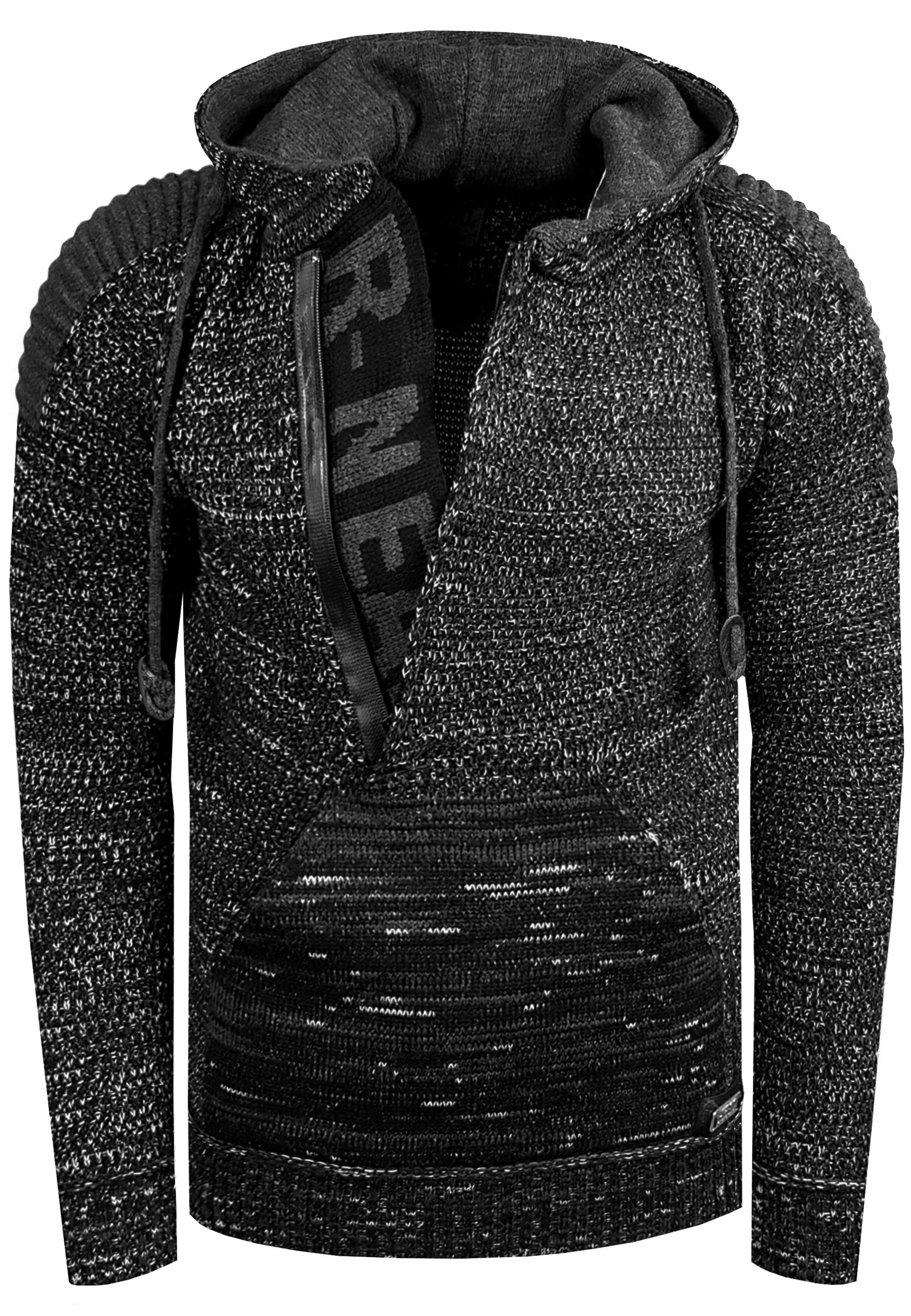 Kapuzensweatshirt schwarz Reißverschluss Rusty Knitwear mit Neal praktischem