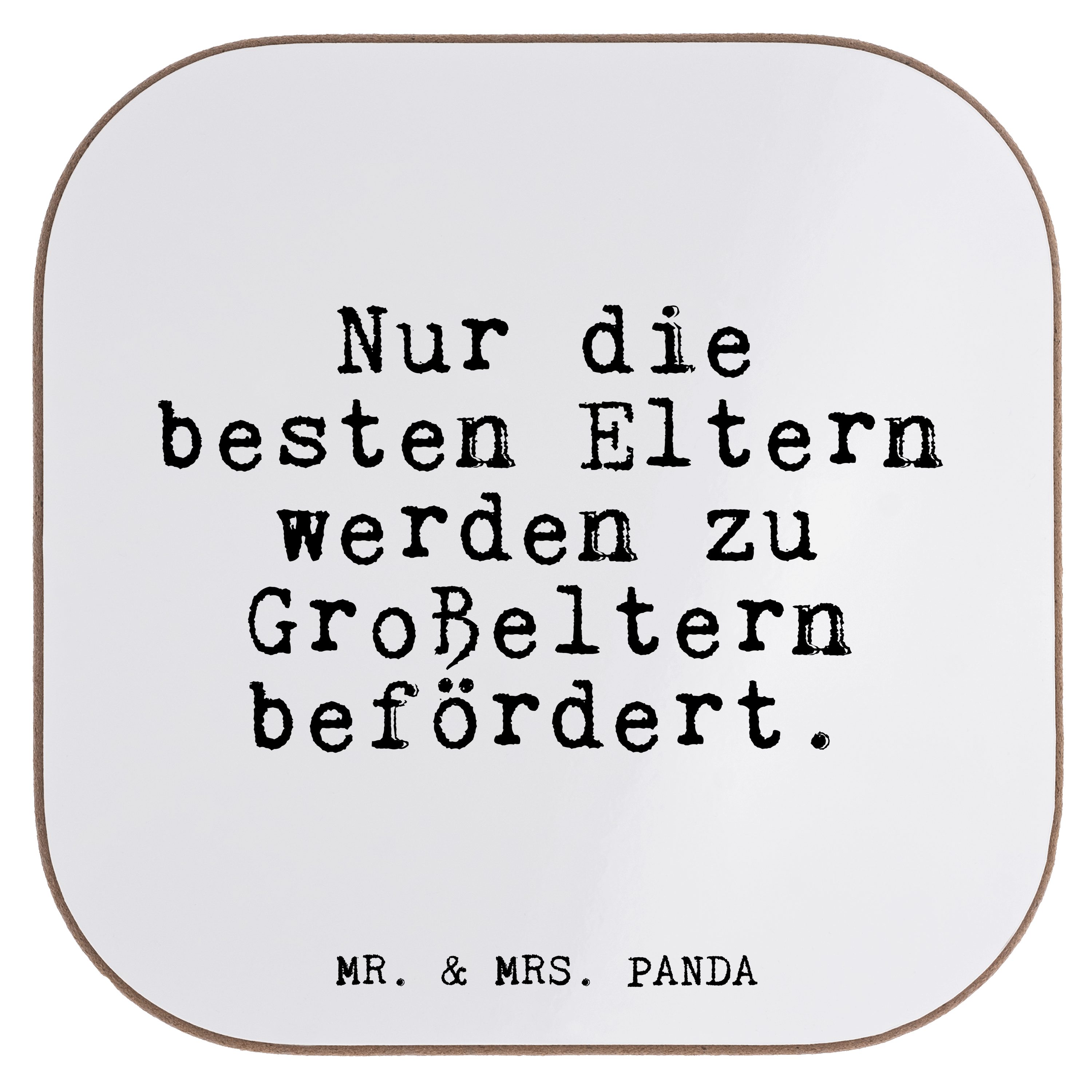 Mr. & Mrs. Panda Getränkeuntersetzer Nur die besten Eltern... - Weiß - Geschenk, Oma Opa, Glizer Spruch Sp, 1-tlg.
