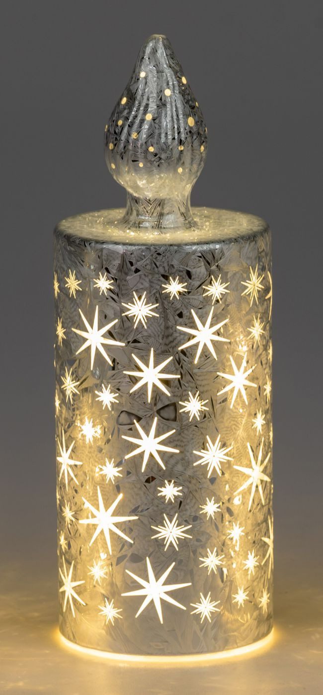 formano LED Dekolicht Kerze Frosty silber 15cm 17cm 20cm, LED fest integrie günstig online kaufen