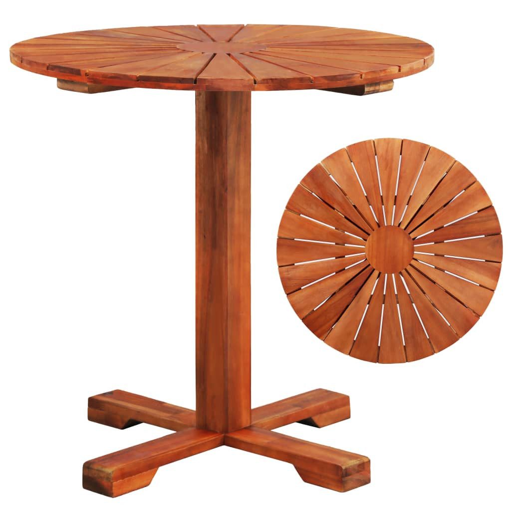 furnicato Bistrotisch Säulentisch Echtholz 70 x 70 cm Braun, Wetterfester Outdoor-Tisch mit geölter Oberfläche für den Garten