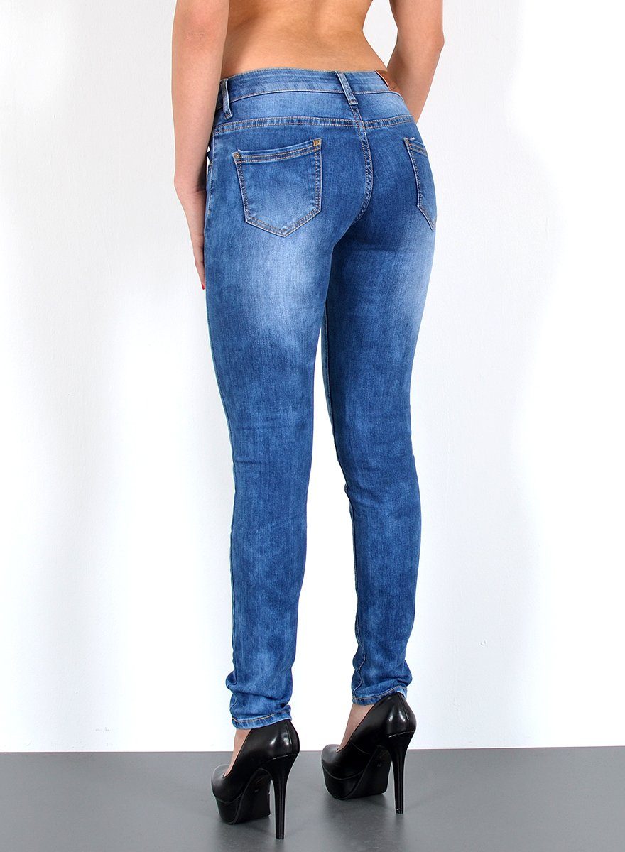 ESRA Skinny-fit-Jeans Jeans Skinny Damen Hose Enger hohe Bund-Höhe Damen Jeanshose S500 High Waist Skinny Jeans Damen Röhrenjeans Hose Skinnybis Übergröße