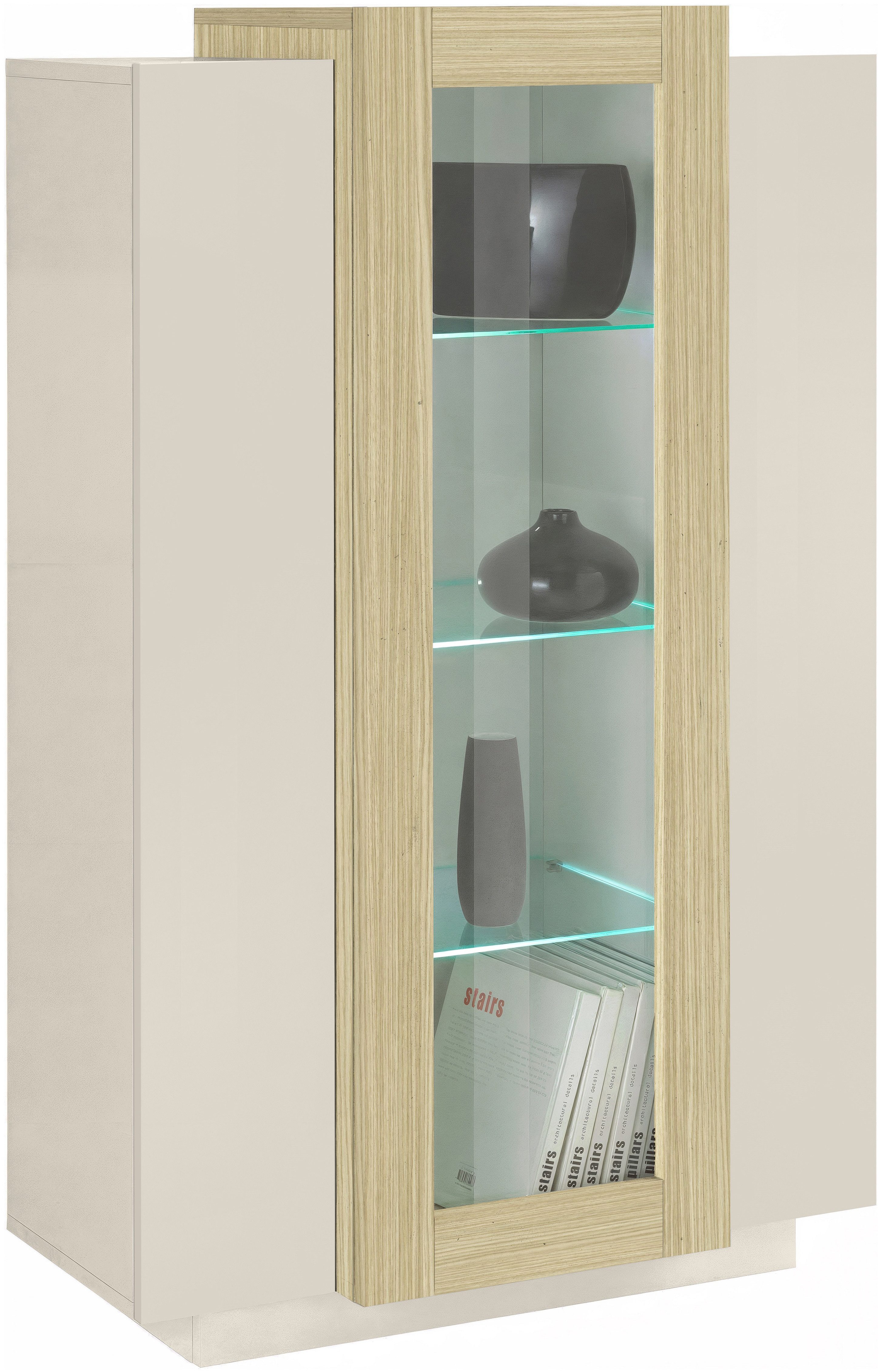 Home affaire Vitrine Coro, Vitrine, Glasvitrine, Vitrinenschrank, Stauraumvitrine 3 Türen davon 1 Glastür, 9 Fächer, Doppeltiefe, Höhe 120,5cm