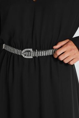 Next Midikleid Langärmeliges Kleid mit Strass-Gürtel (1-tlg)