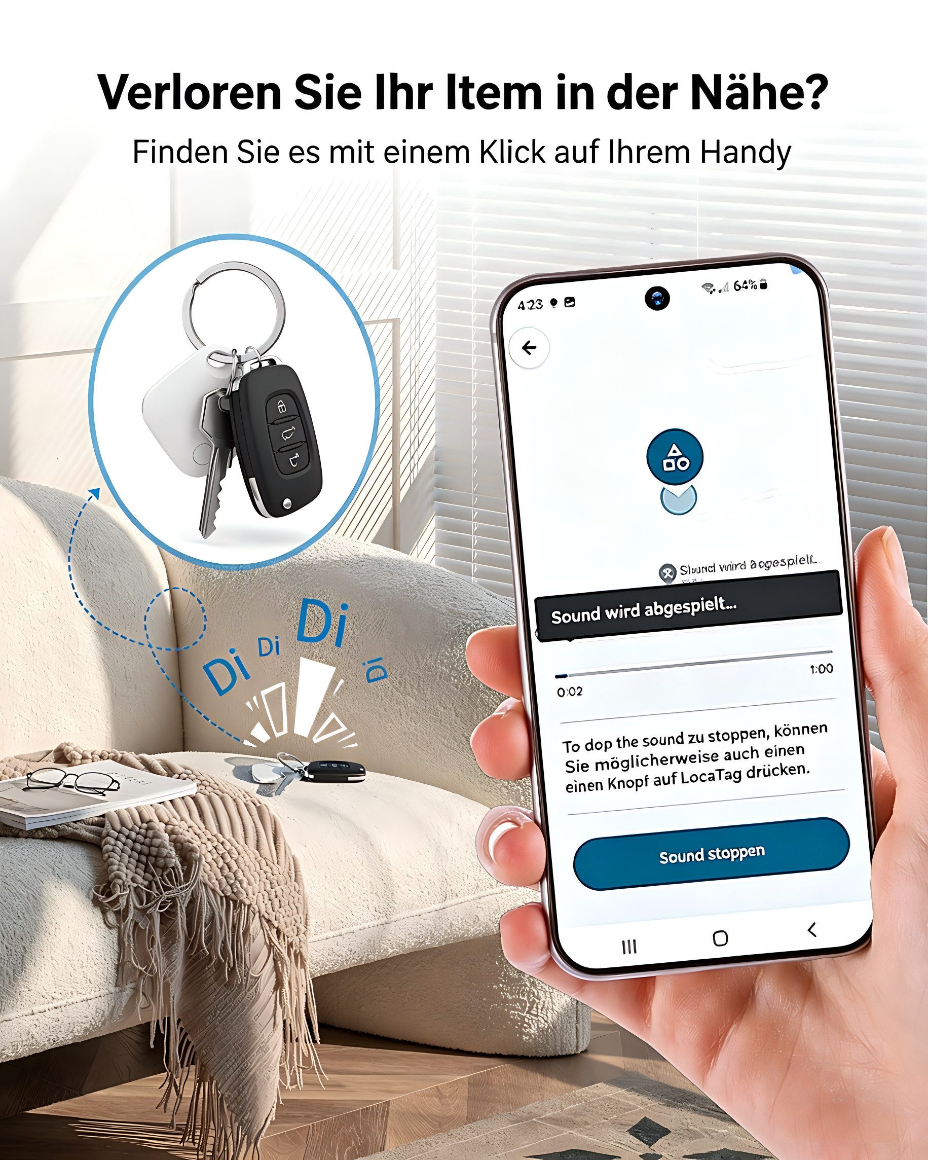 Kityhome GPS Tracker nur Android, 4er-Pack, SmartTag Tracker für Find Hub GPS-Ortungsgerät (Schlüsselfinder, Ortungsgerät für Auto & Koffer,Geschenkideen,Weiß)