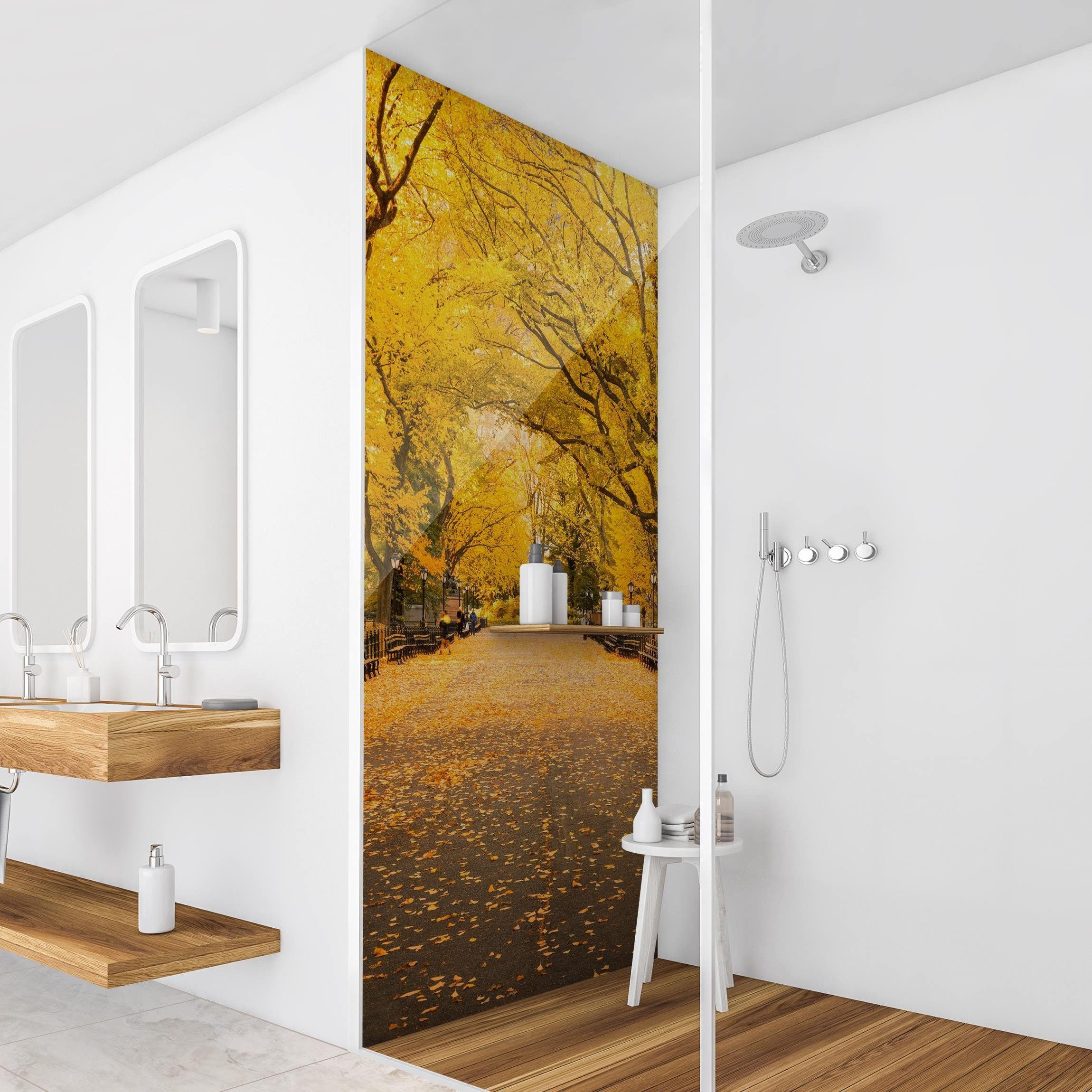 Thumbnail - Bilderdepot24 Duschrückwand Stadt orange Duschrückwand ohne Bohren Dusche, (0,61 mm starke Folie selbstklebend Wandpanee...