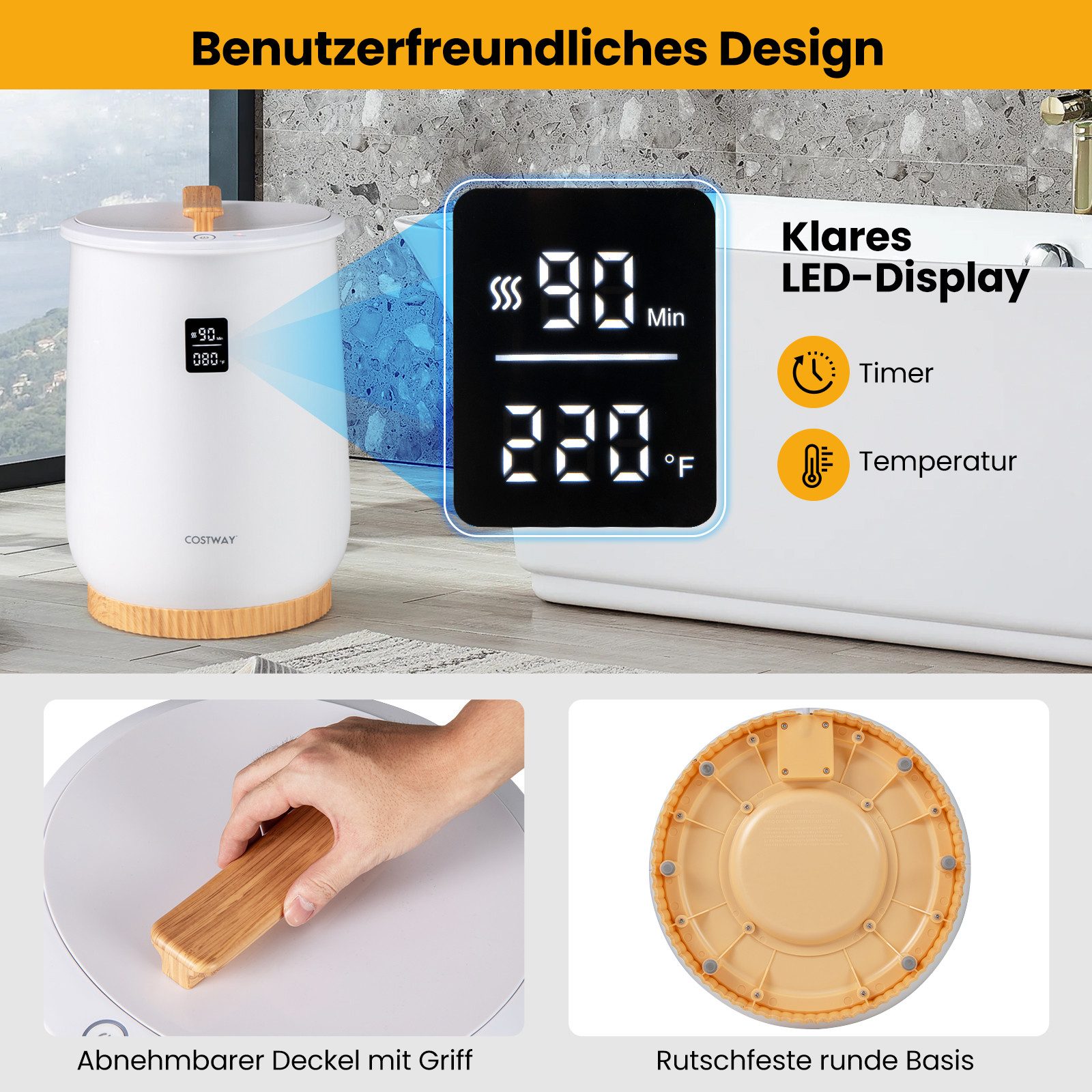 COSTWAY Badheizkörper, 20L Handtuchwärmer mit LED, 1-Knopf-Bedienung, Timer günstig online kaufen