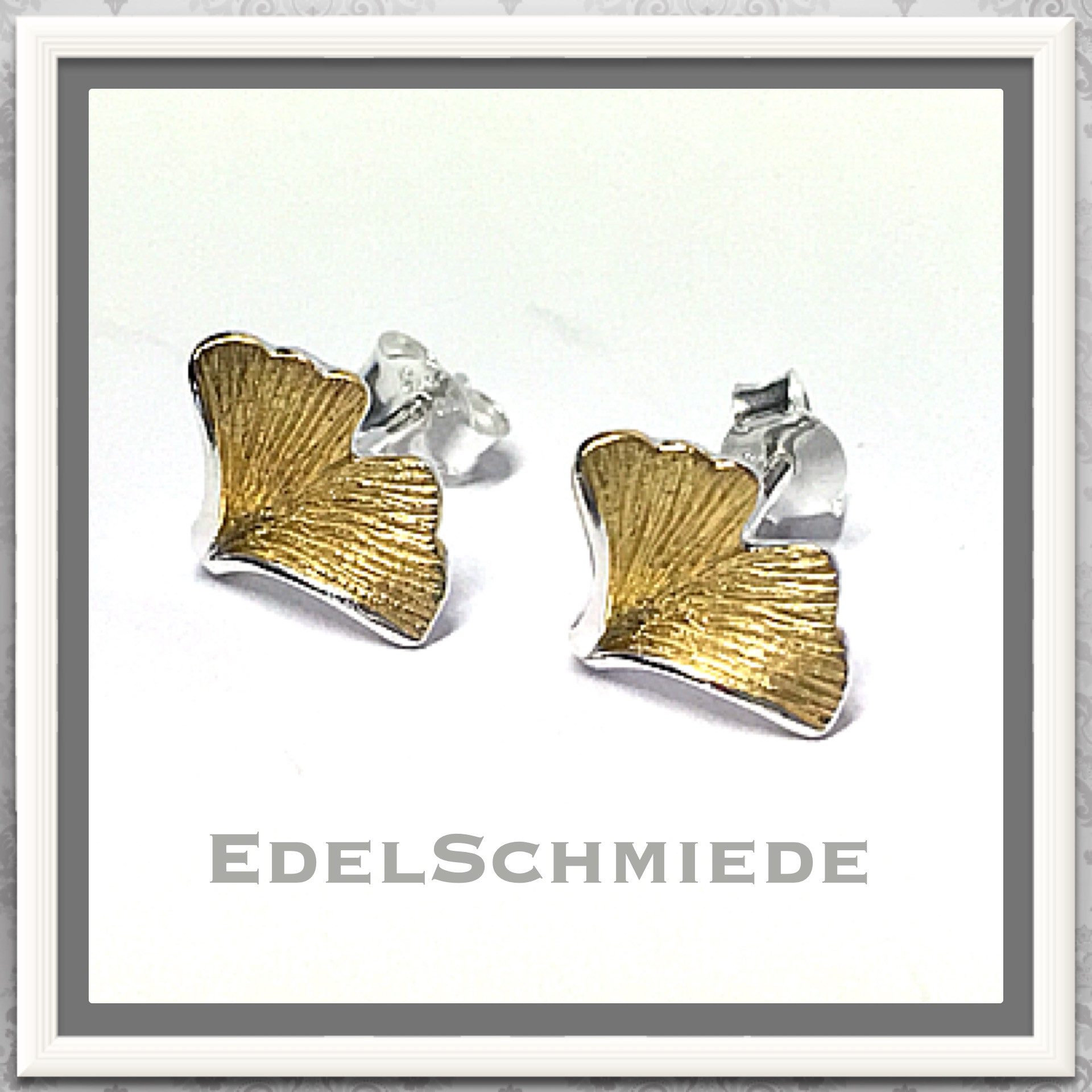 Ohrstecker-Set kleine Ginko Ohrstecker in 925 Silber vergoldet