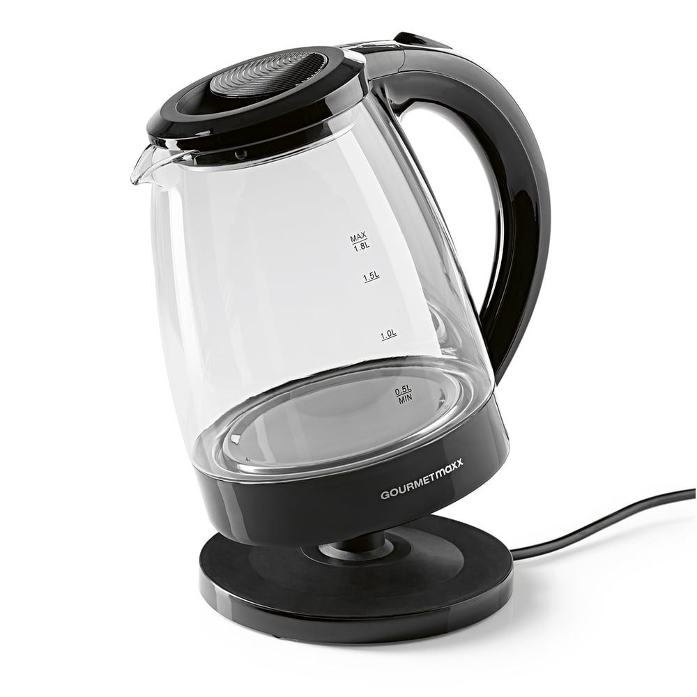 GOURMETmaxx Wasserkocher aus Glas mit automatischer Abschaltung max. 1800 W, 1800 W, 360° drehbar, Wasserstandsanzeige, LED-Beleuchtung-1,8L Füllmenge – Bild 5 von 5