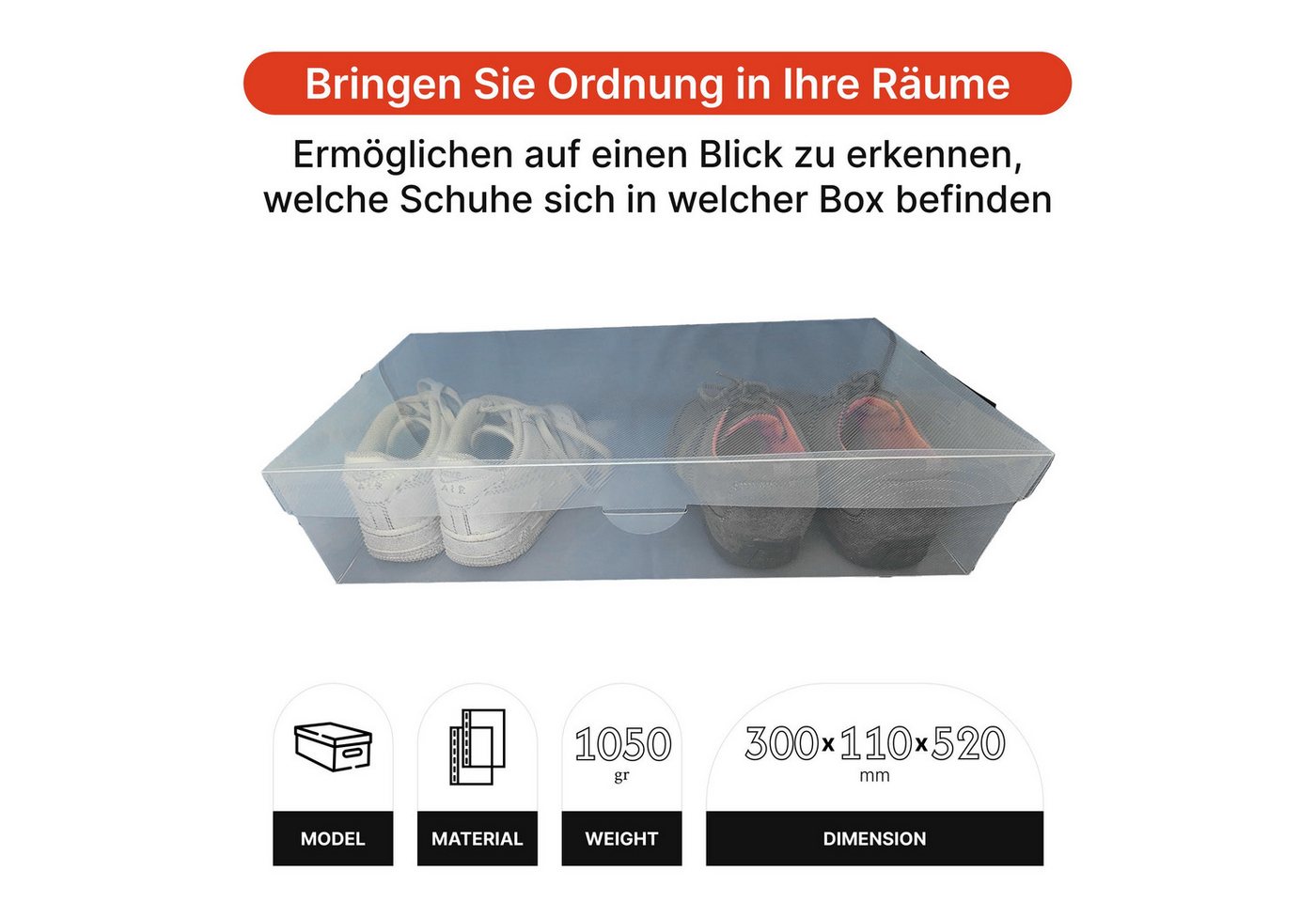 Thumbnail - Dynasun Schuhbox schuhbox PP436 (30 St), Schuhaufbewahrungsbox Platzsparendes, stapelbares Robust, staubfrei