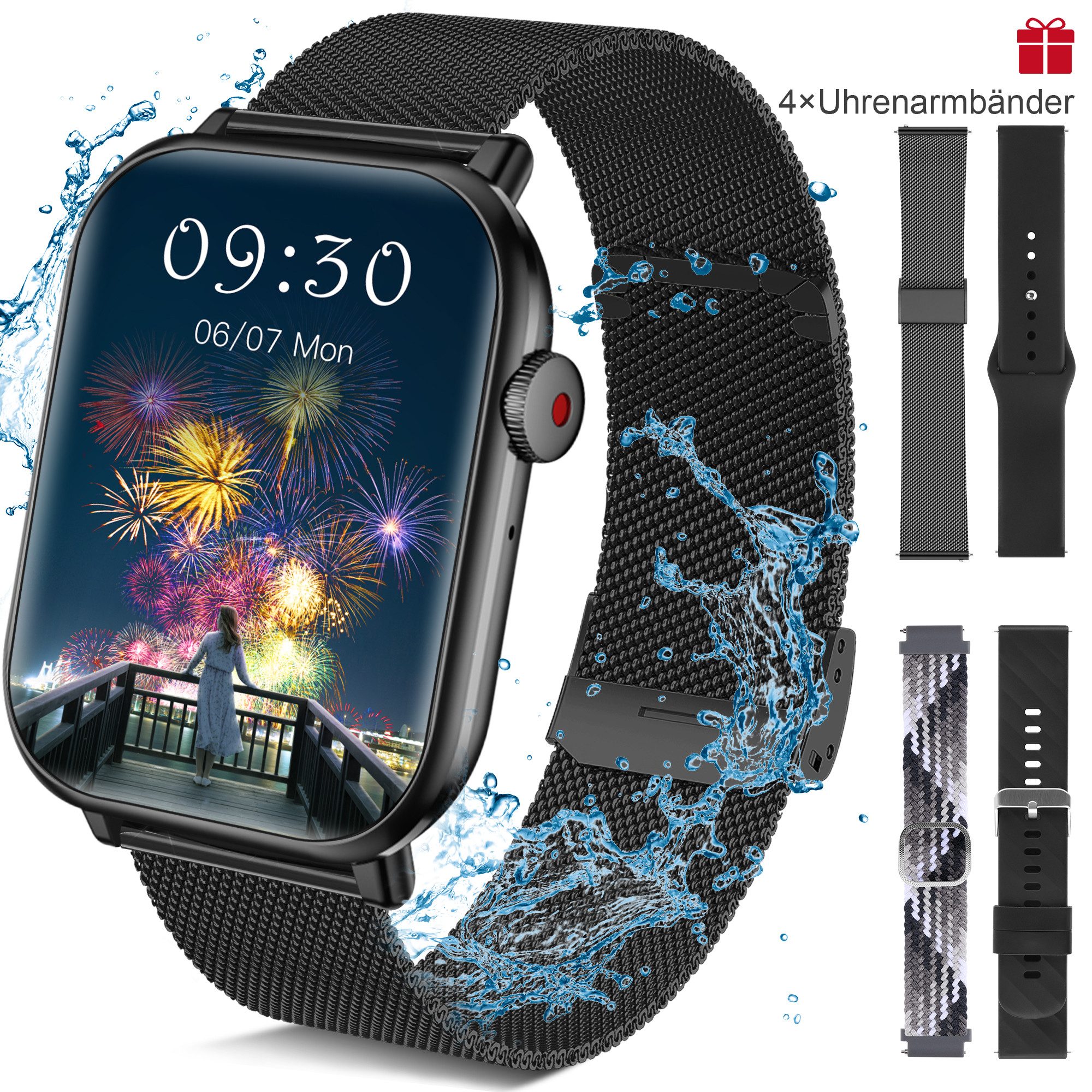 Smartwatch,Fitness Tracker Uhr für Damen Herren mit Telefonfunktion Watch
