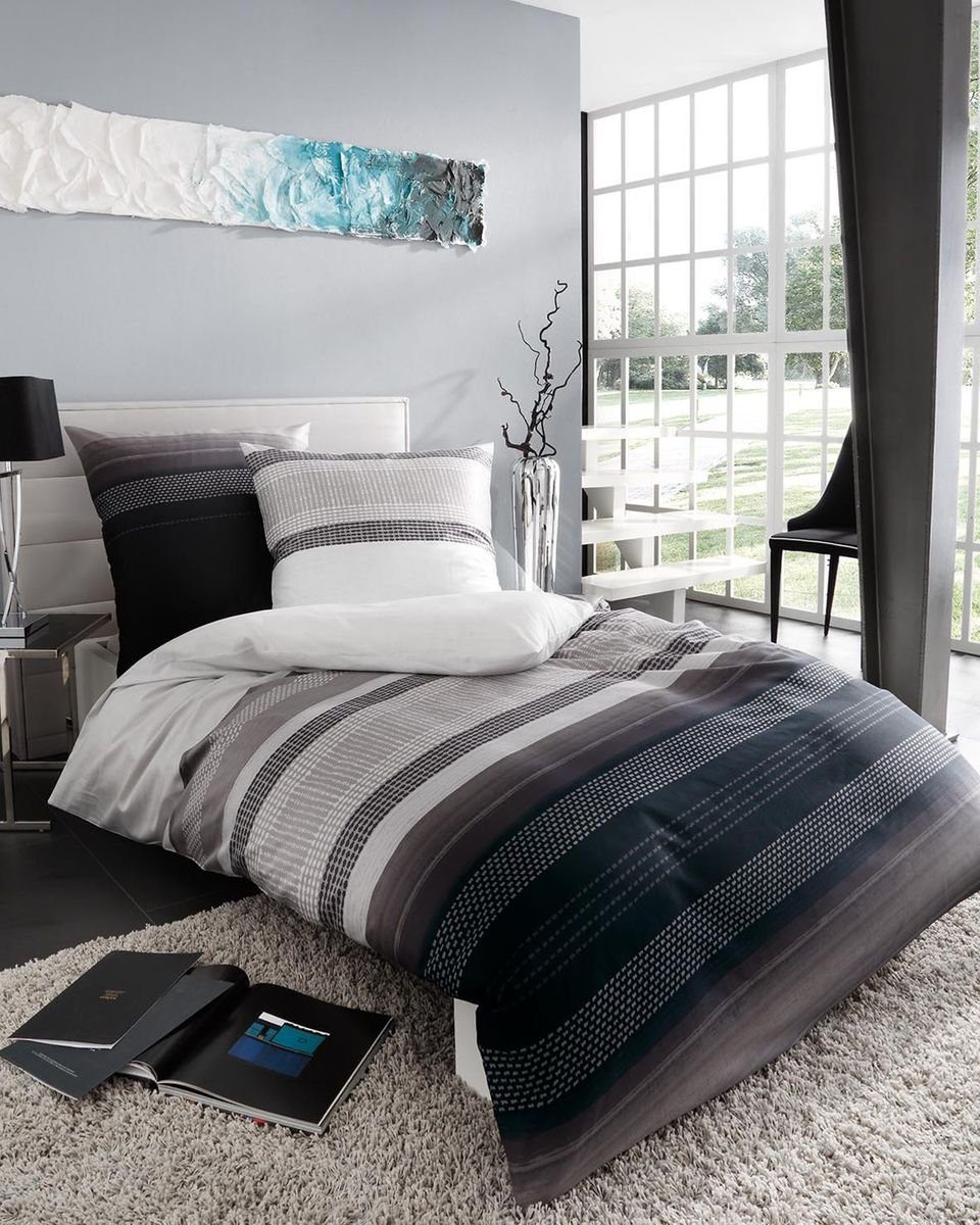 Kaeppel Bettwäsche Kaeppel Fein Biber Bettwäsche Profile Streifen Silber Zi günstig online kaufen