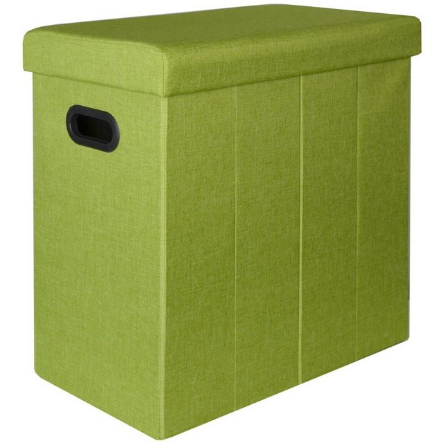 DuneDesign Wäschekorb “Faltbarer Wäschekorb 70L Wäschetruhe mit Deckel”, Leinen Optik 50x28x50cm grün