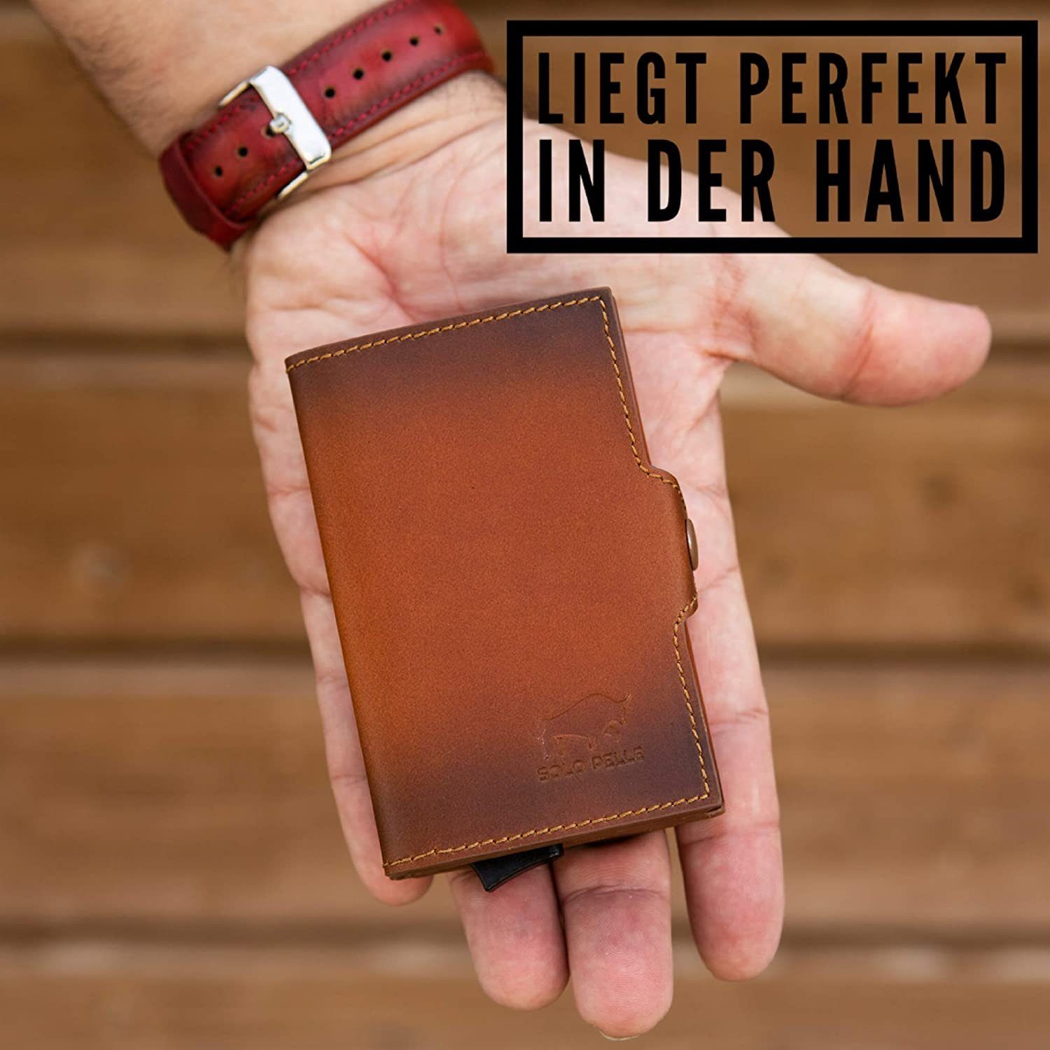 Solo Pelle Geldbörse Kartenetui, Kreditkartenetui, Leder Geldbörse Slim Wallet Portmonee, echtes europäisches Leder in elegantem Design mit RFID Schutz