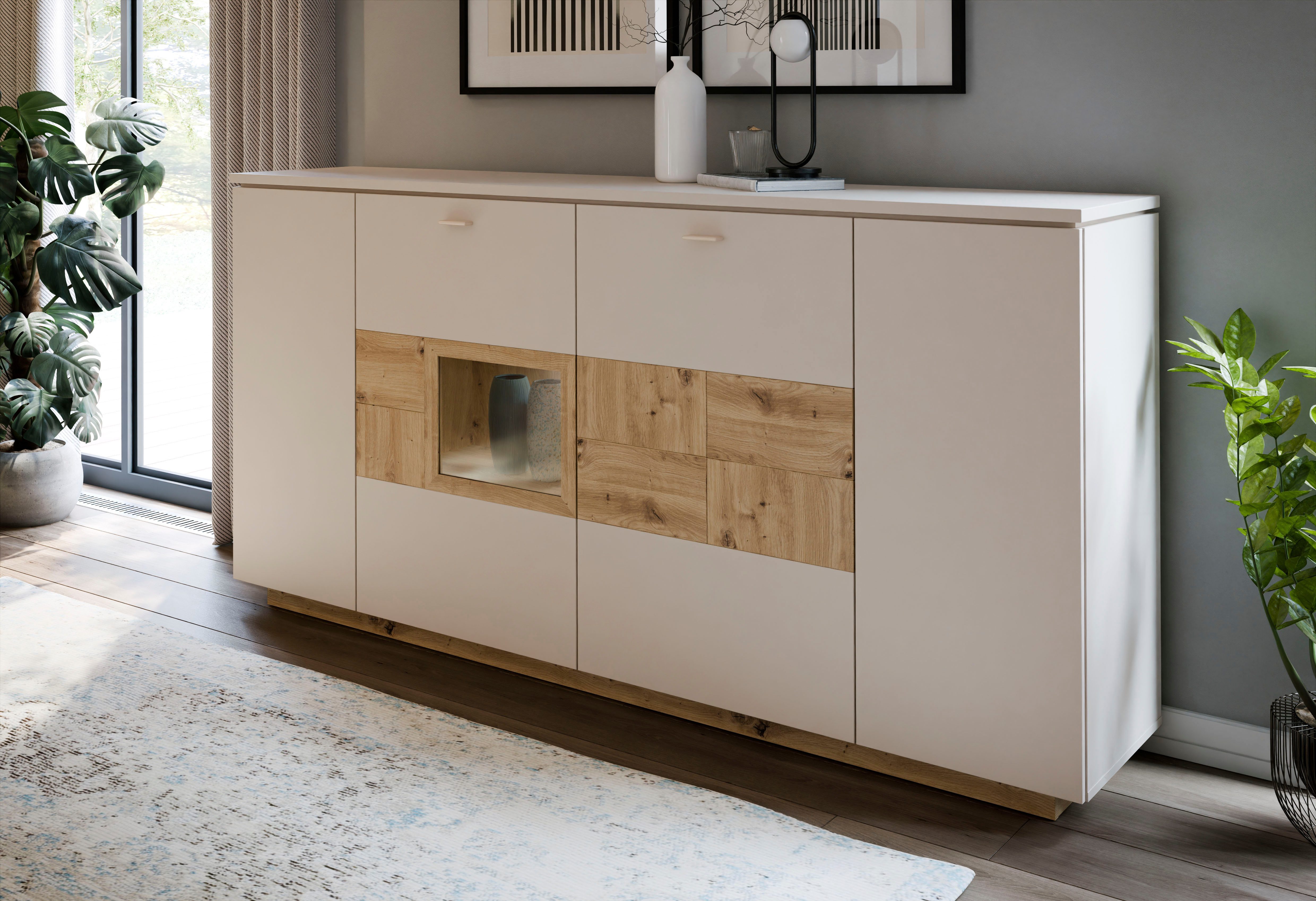 FORTE Highboard Louoto, Sideboard, Metallgriffe, Stauraum, Soft Close, Höhe 101,2cm
