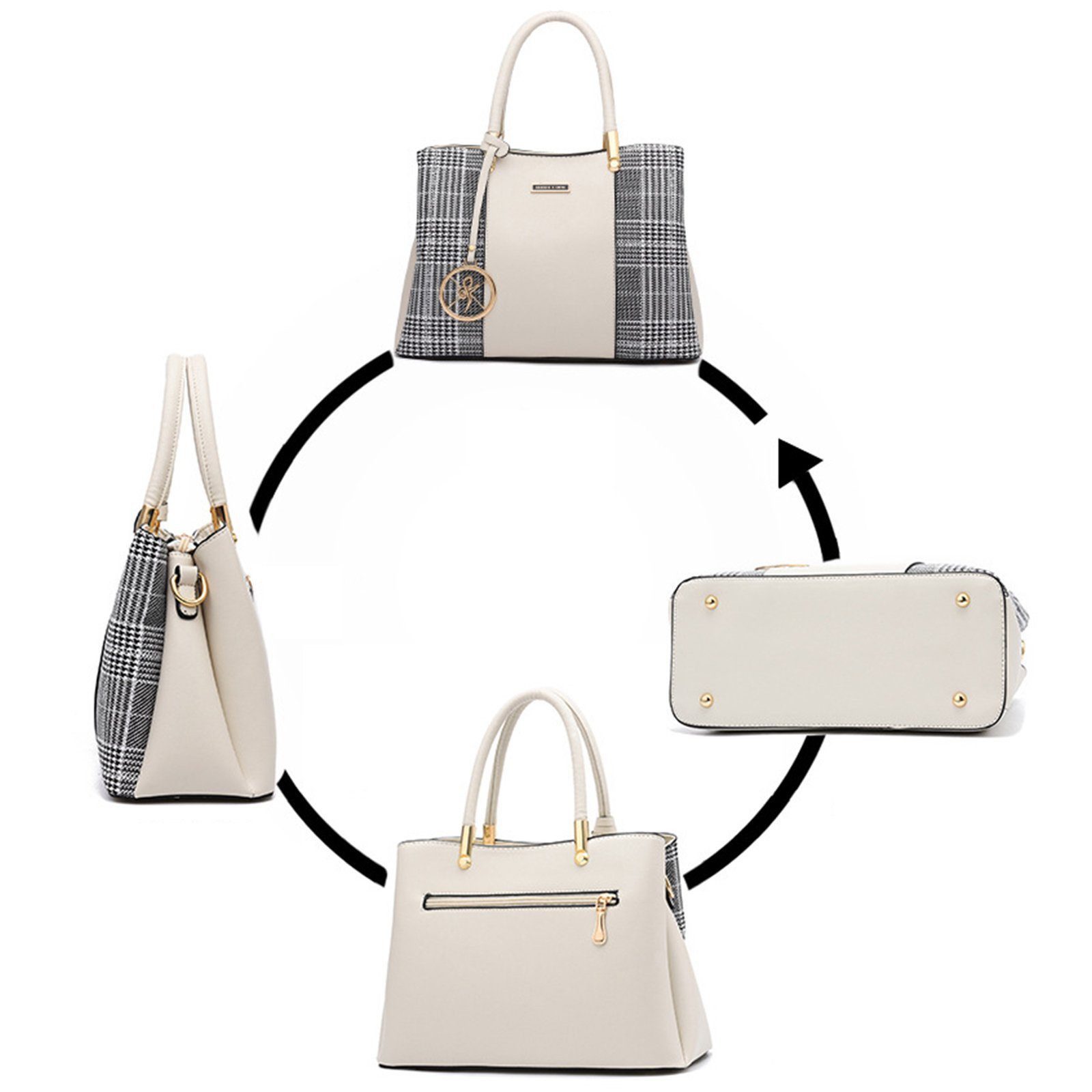 feinlux Henkeltasche Henkeltasche (Packung, Handtasche Tragetasche Aktentasche), für Frau Frauen Jungen Freizeit Arbeit Business Schule Büro Reisen usw