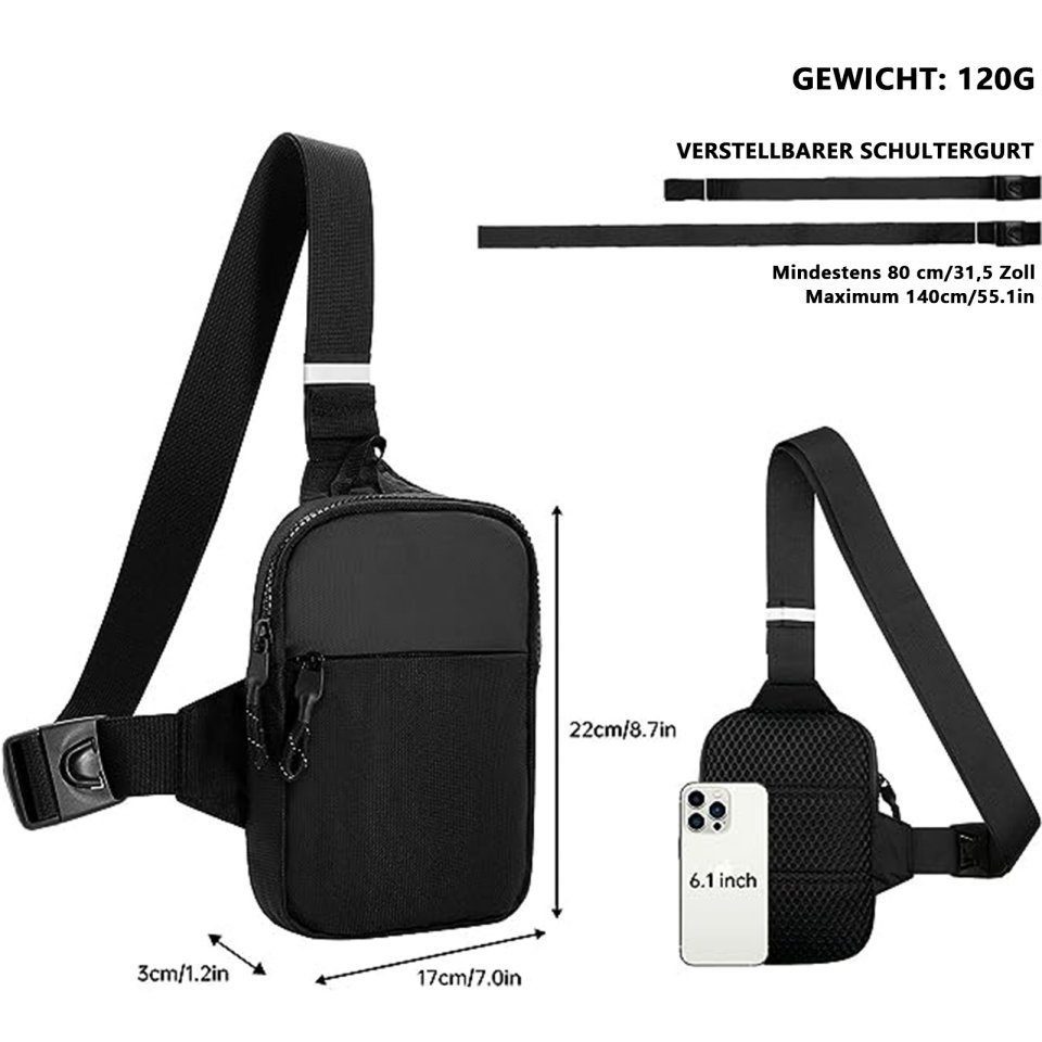feinlux Schultertasche Schultertasche Brusttasche Sling Schulter Rucksack Rucksäcke Crossbody (Packung, Umhängetasche), für Outdoor Camping Reisen Wandern Radfa – Bild 4 von 5
