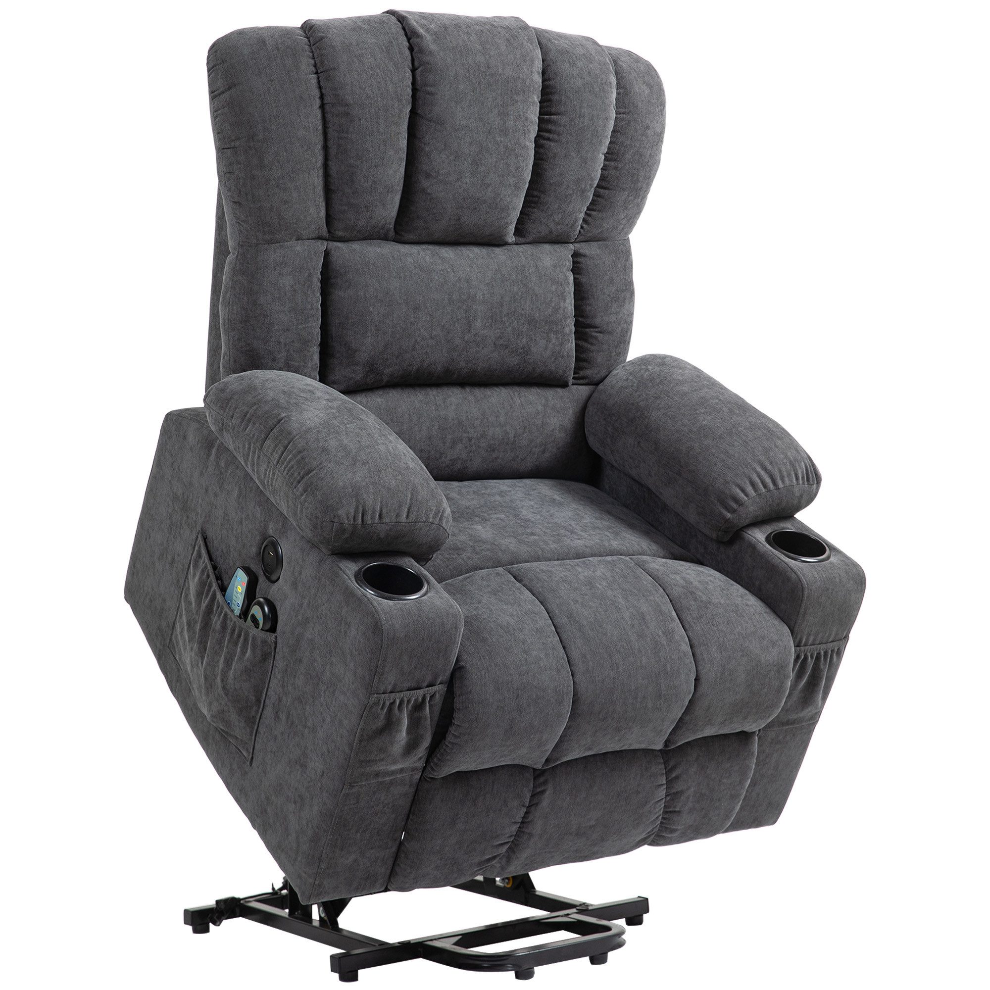 HOMCOM Relaxsessel Elektrischer Fernsehsessel mit Massage & Wärme, Liegefunktion (TV Sessel, 1-St., 1 Sessel), Aufstehhilfe, Massage, Wärme, USB-C,USB-A – Bild 2 von 5