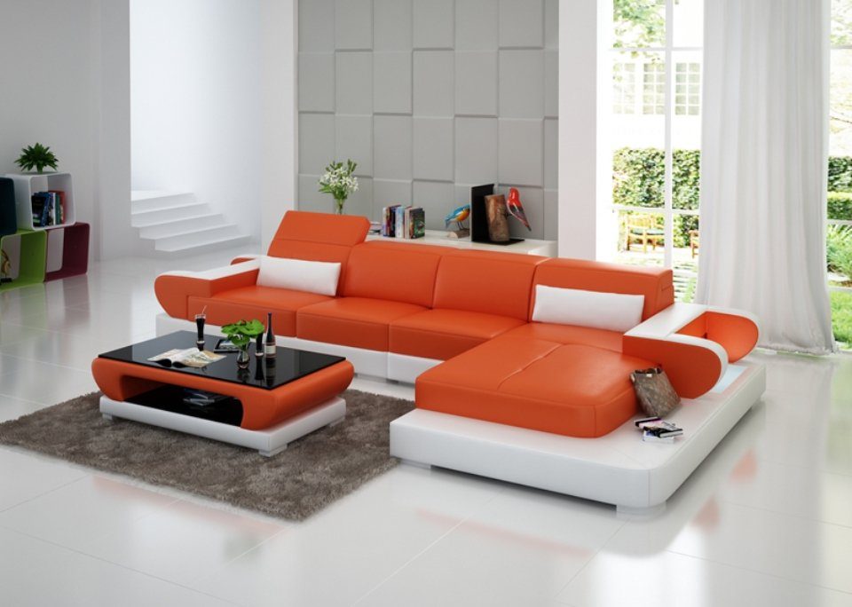 JVmoebel Ecksofa, Ledersofa Couch Wohnlandschaft Ecksofa Design Modern Sofa