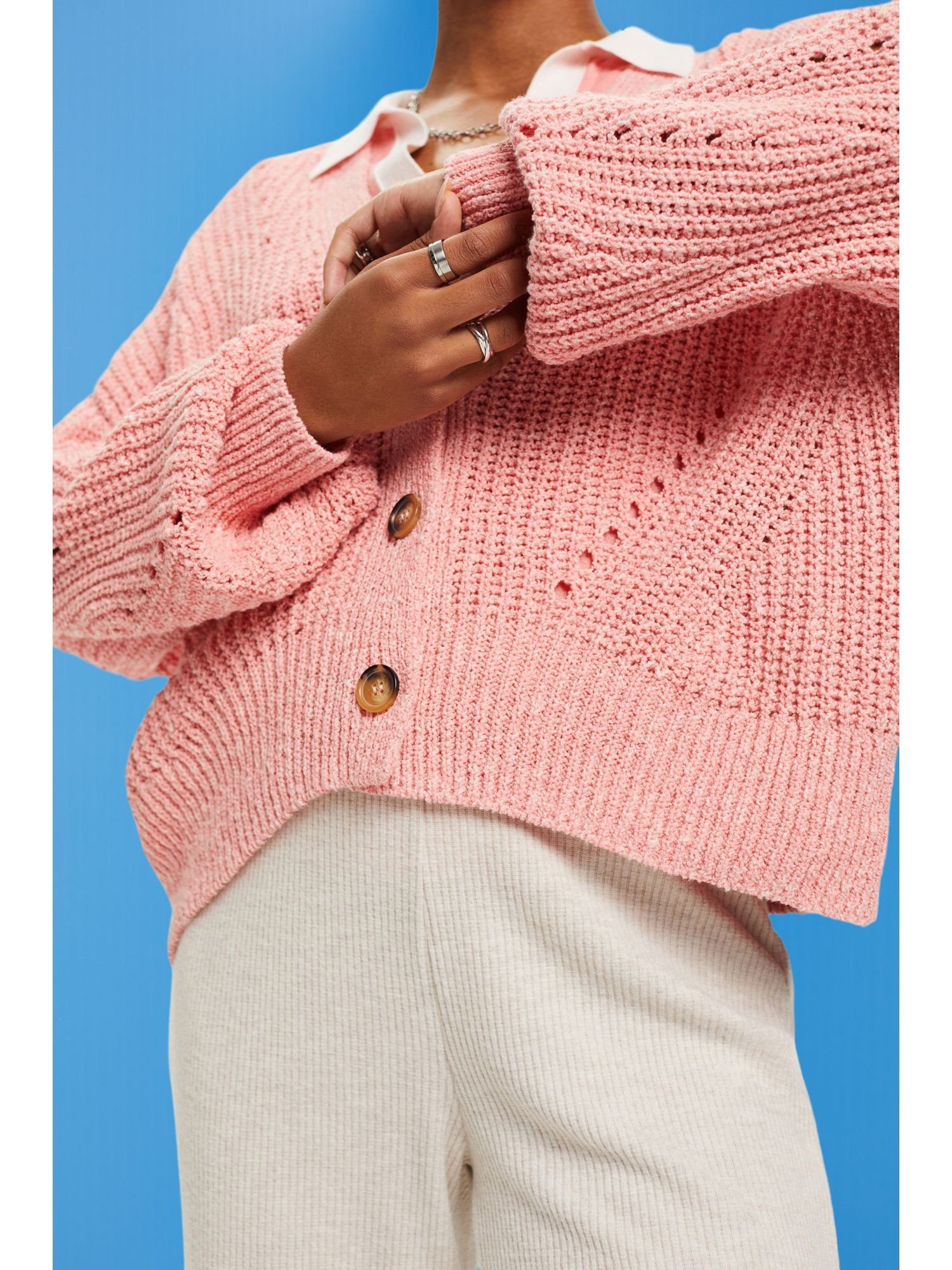 Esprit PINK Cardigan edc (1-tlg) by gestrickter Locker Strickjacke