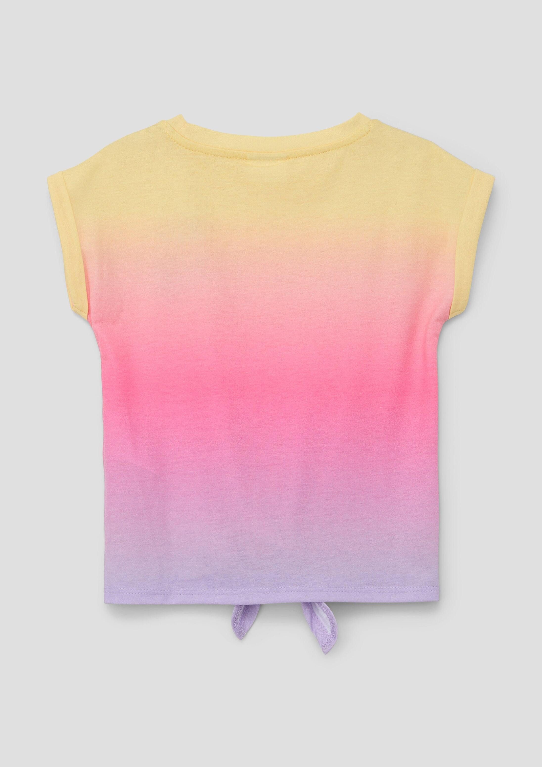 s.Oliver Kurzarmshirt T-Shirt T-Shirt mit Farbverlauf und Knoten-Detail