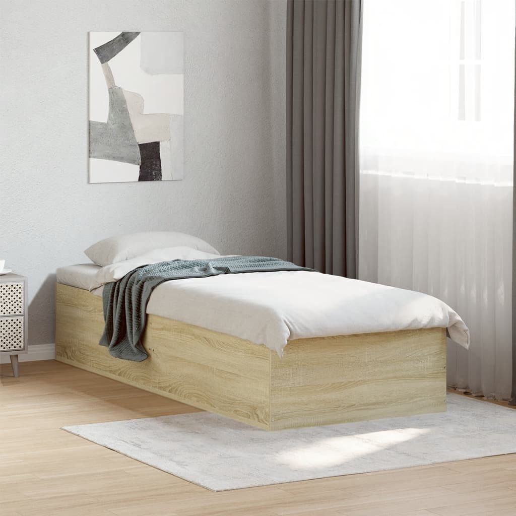 furnicato Bettgestell Sonoma-Eiche 193x78x35 cm aus Massivholz (1-tlg), Stabiles Einzelbett mit Sperrholzlatten für ein ruhiges Schlafzimmer