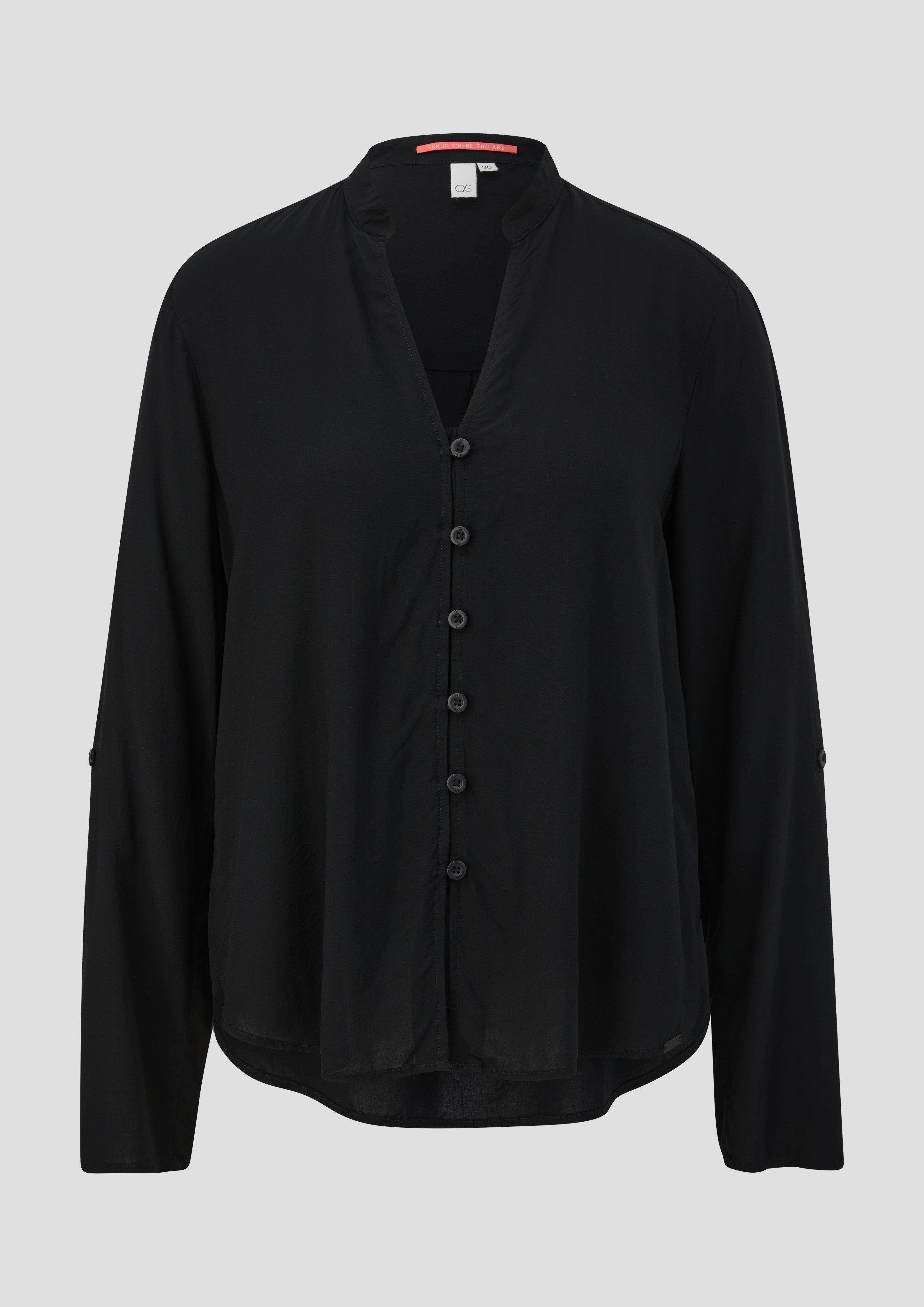 Langarmbluse Viskosebluse mit Turn-up-Funktion