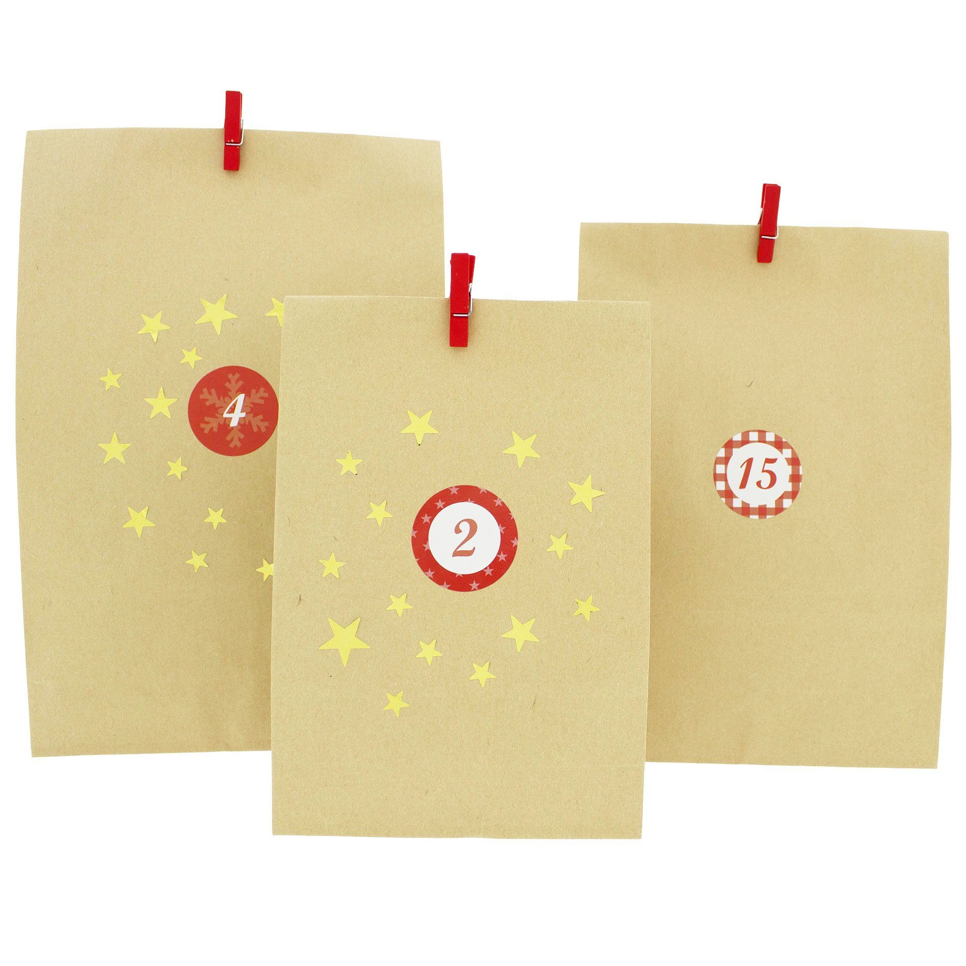 Annastore befüllbarer Adventskalender DIY Adventskalender Sterne-Sticker, Kalender 72-teilig Do Befüllen Advent 134 zum + youself it