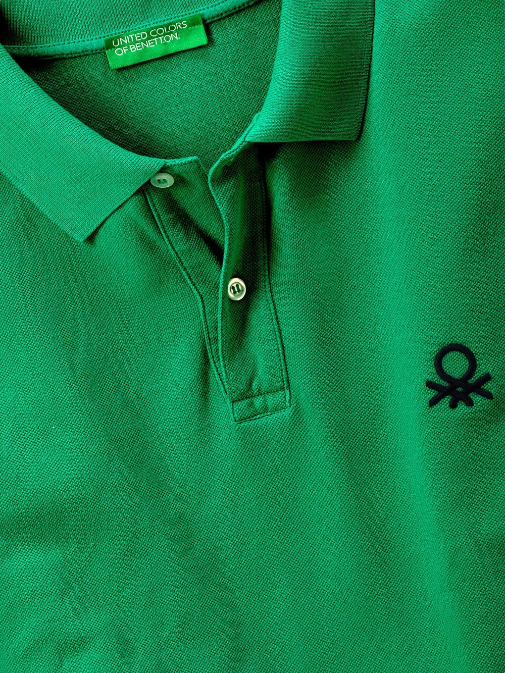 United Colors of Benetton Langarm-Poloshirt Baumwolle aus grün